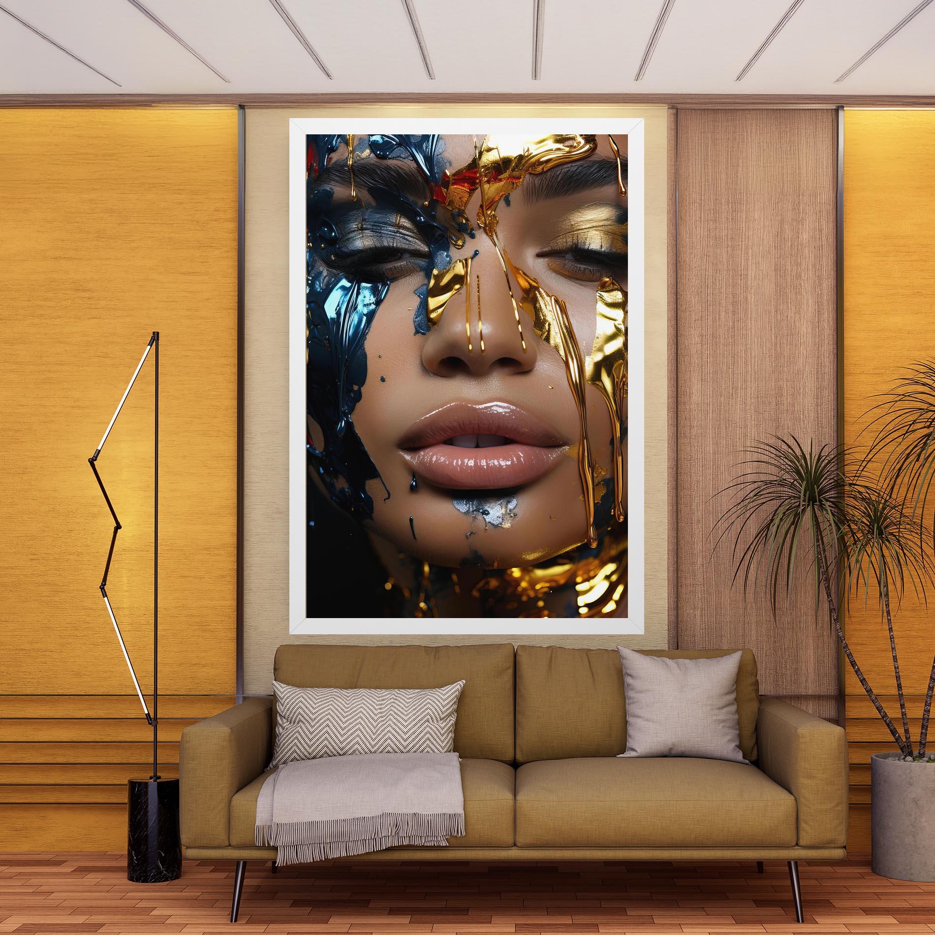 Tablou Canvas Blue Gold Paint Face mockup 9