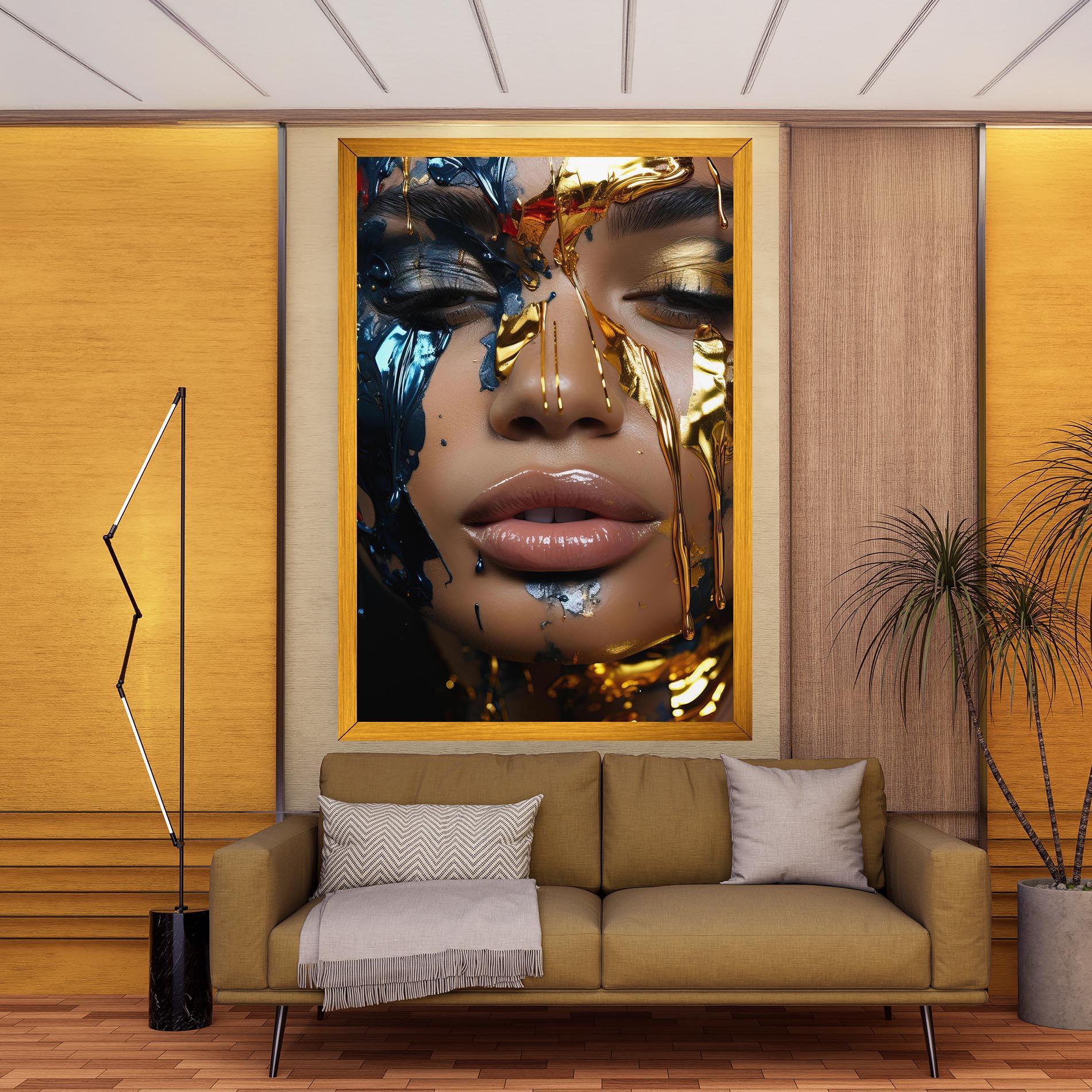 Tablou Canvas Blue Gold Paint Face mockup 9