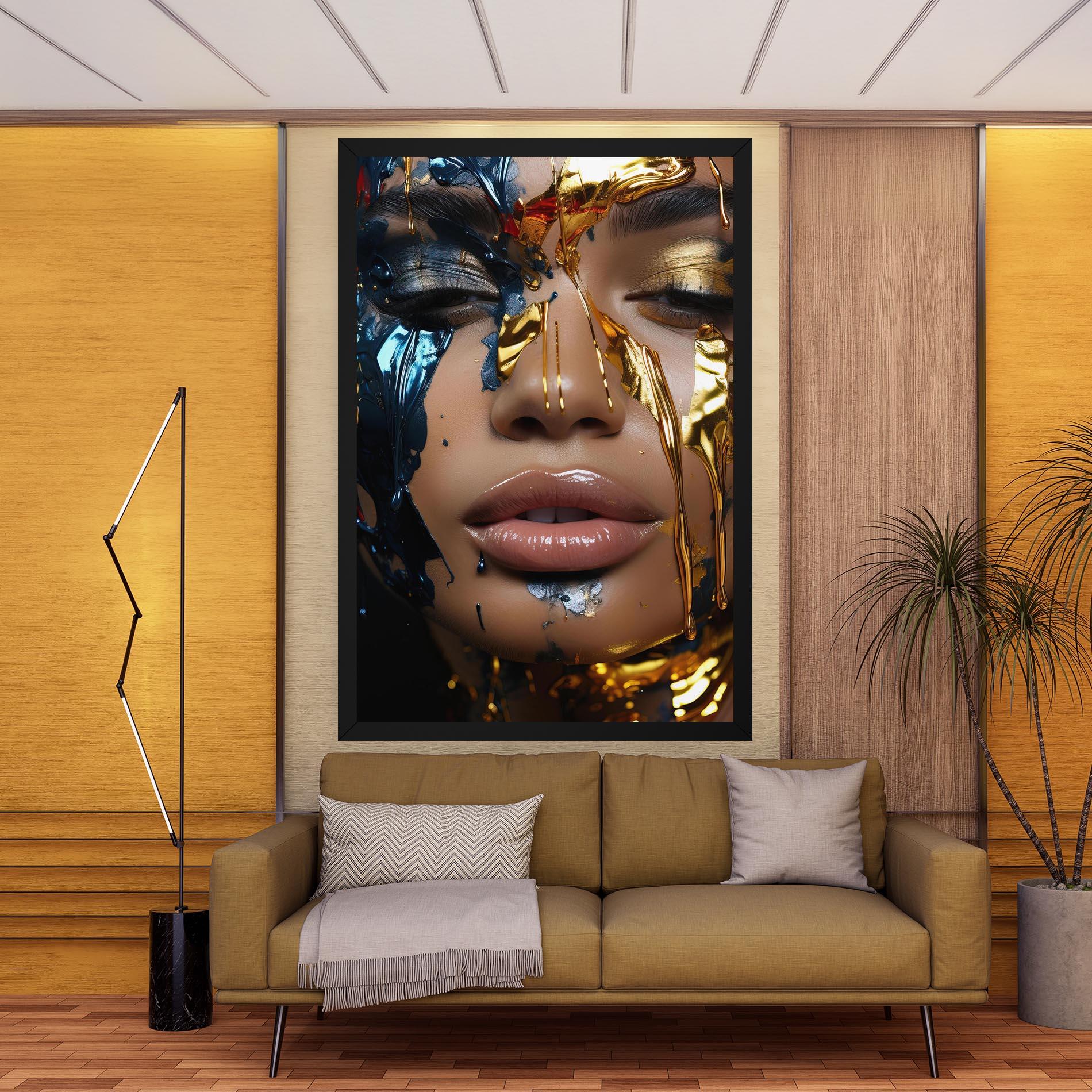 Tablou Canvas Blue Gold Paint Face mockup 9
