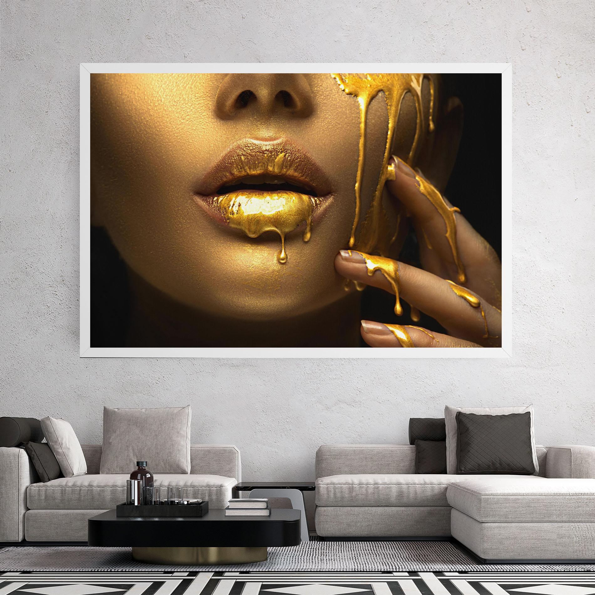 Tablou Canvas Golden Lips mockup 2