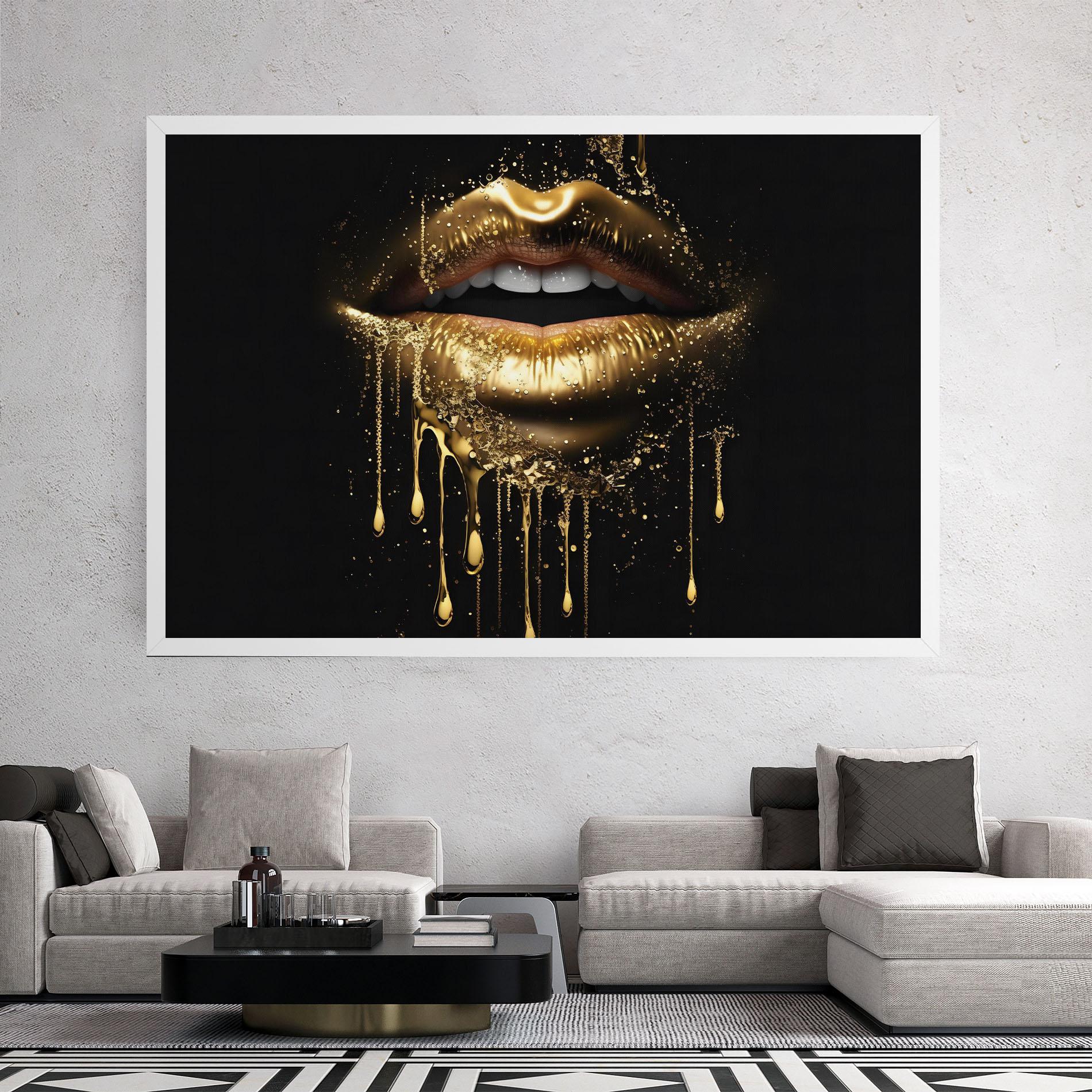 Tablou Canvas Golden Luxury Lips mockup 2