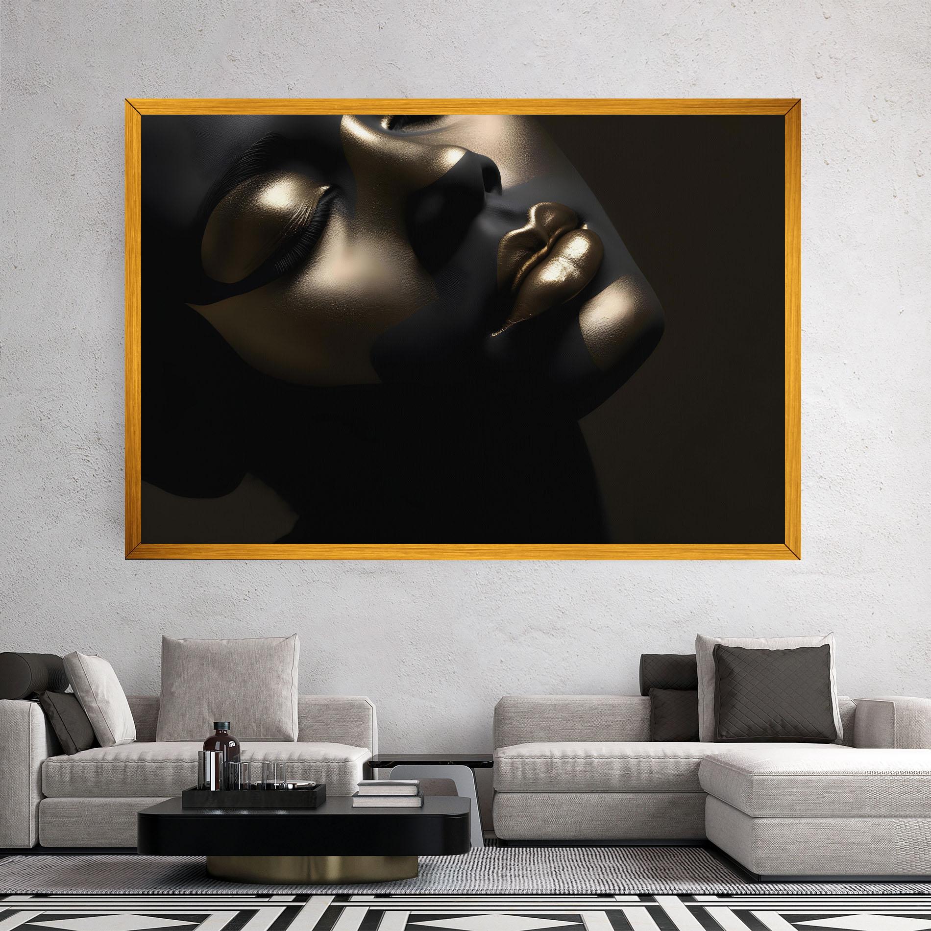 Tablou Canvas Dark Gold Face mockup 2
