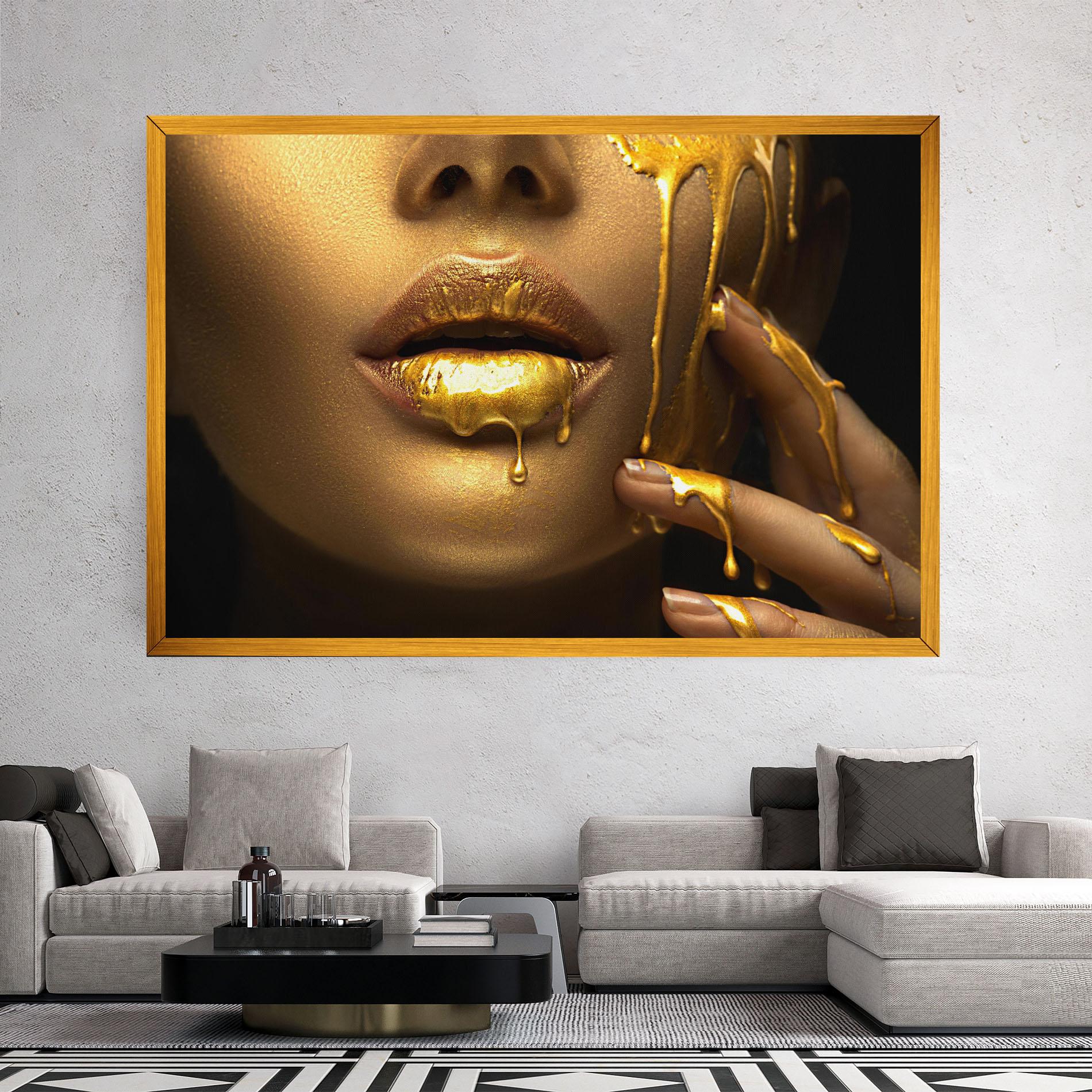Tablou Canvas Golden Lips mockup 2