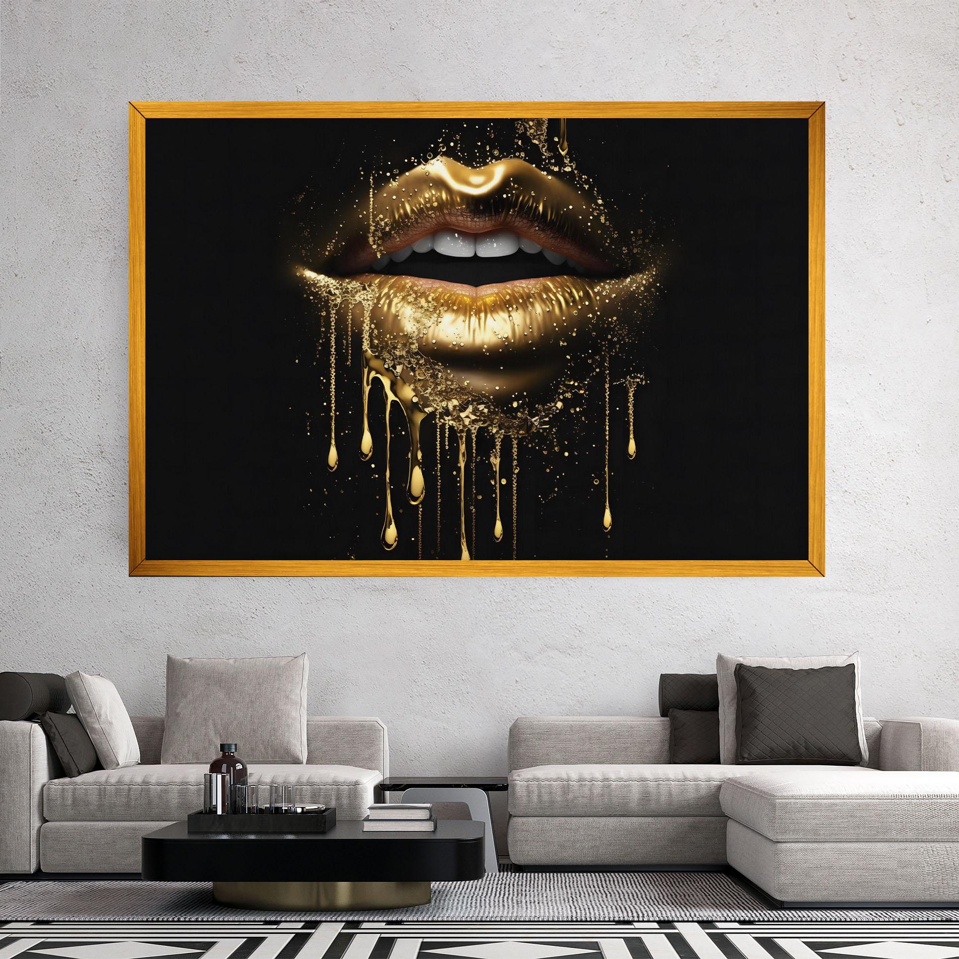 Tablou Canvas Golden Luxury Lips mockup 2