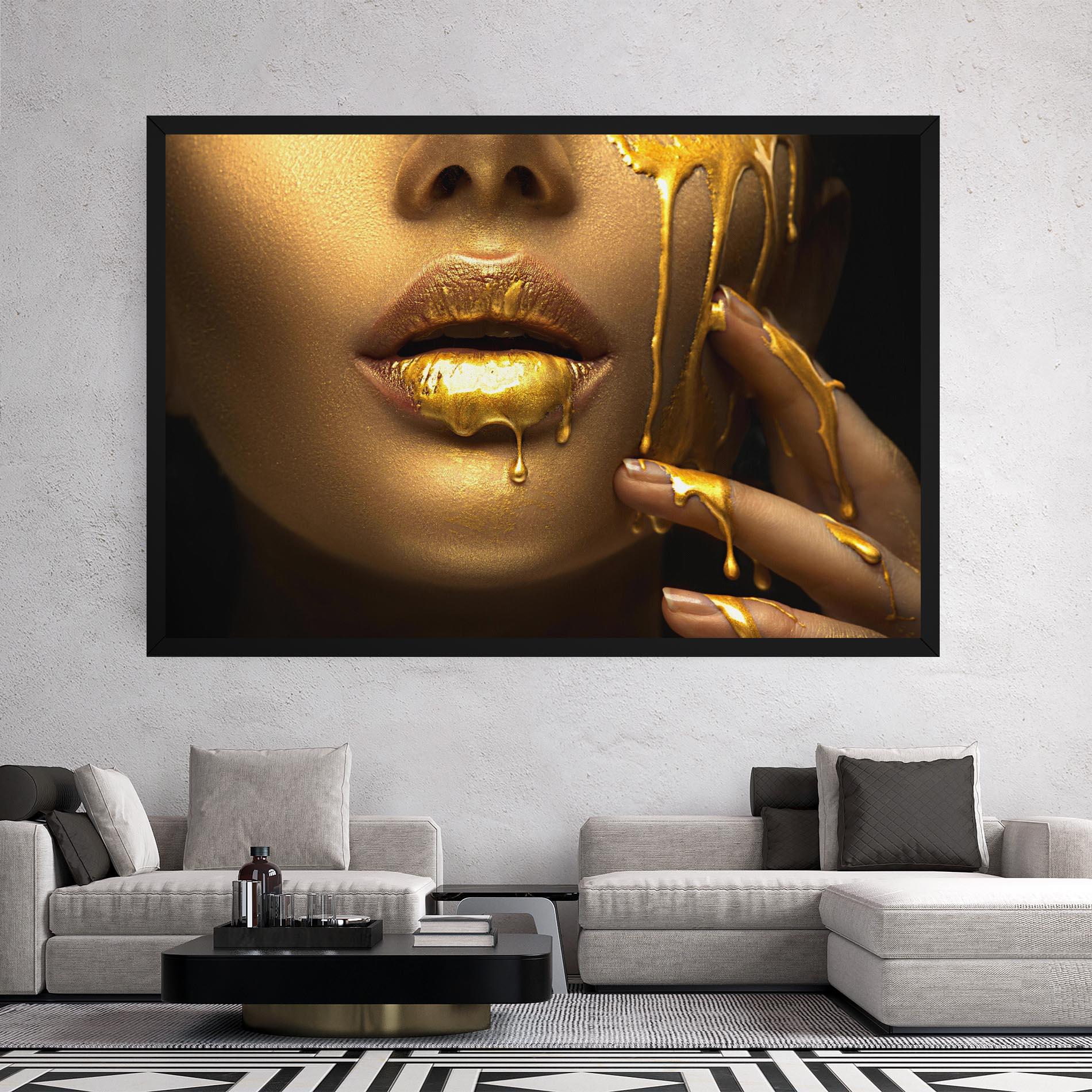 Tablou Canvas Golden Lips mockup 2