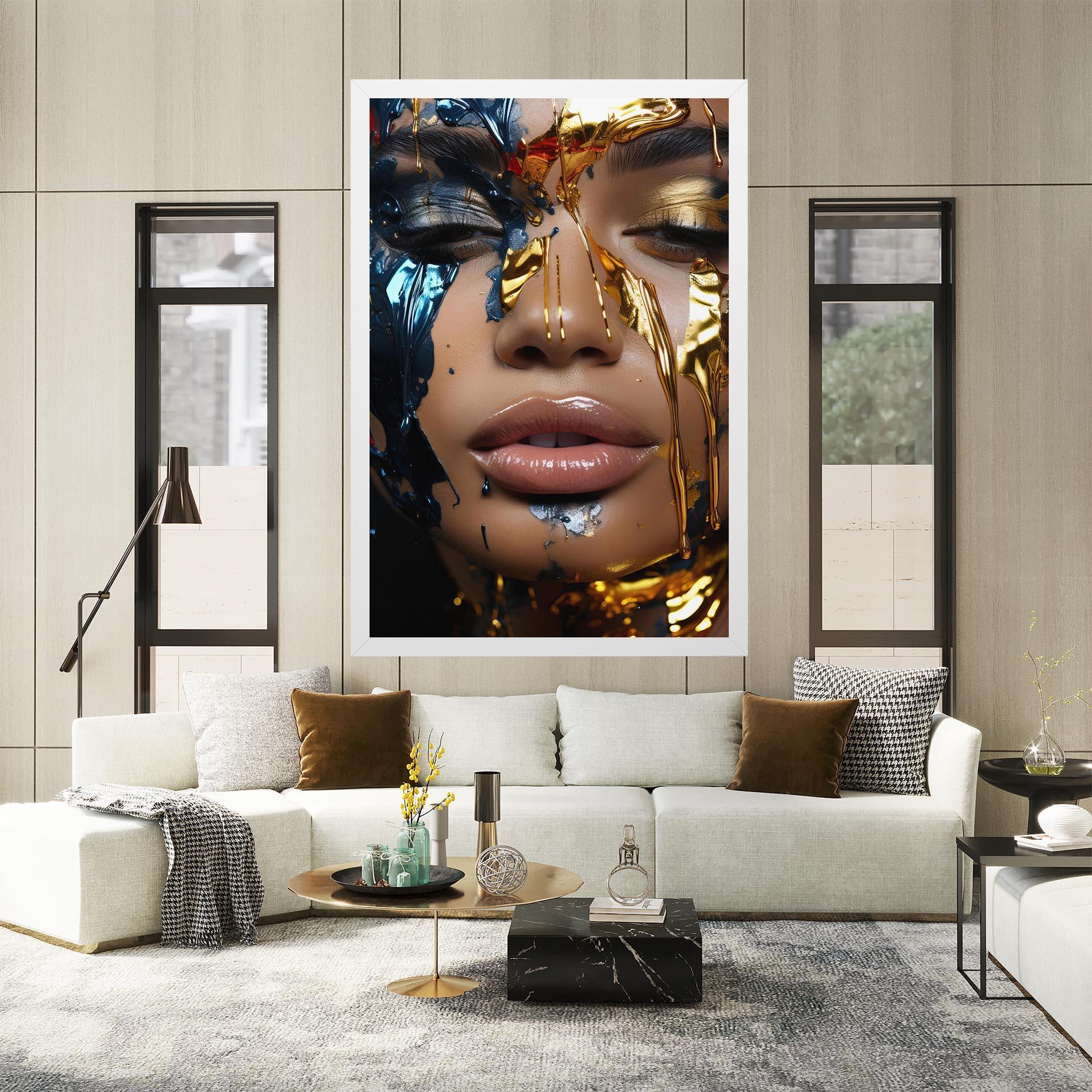 Tablou Canvas Blue Gold Paint Face mockup 2