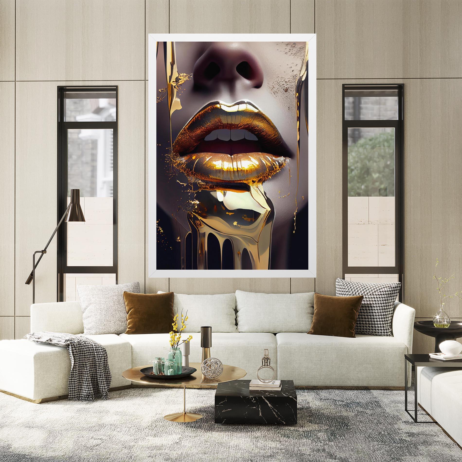 Tablou Canvas Glamorous Gold Lips mockup 2