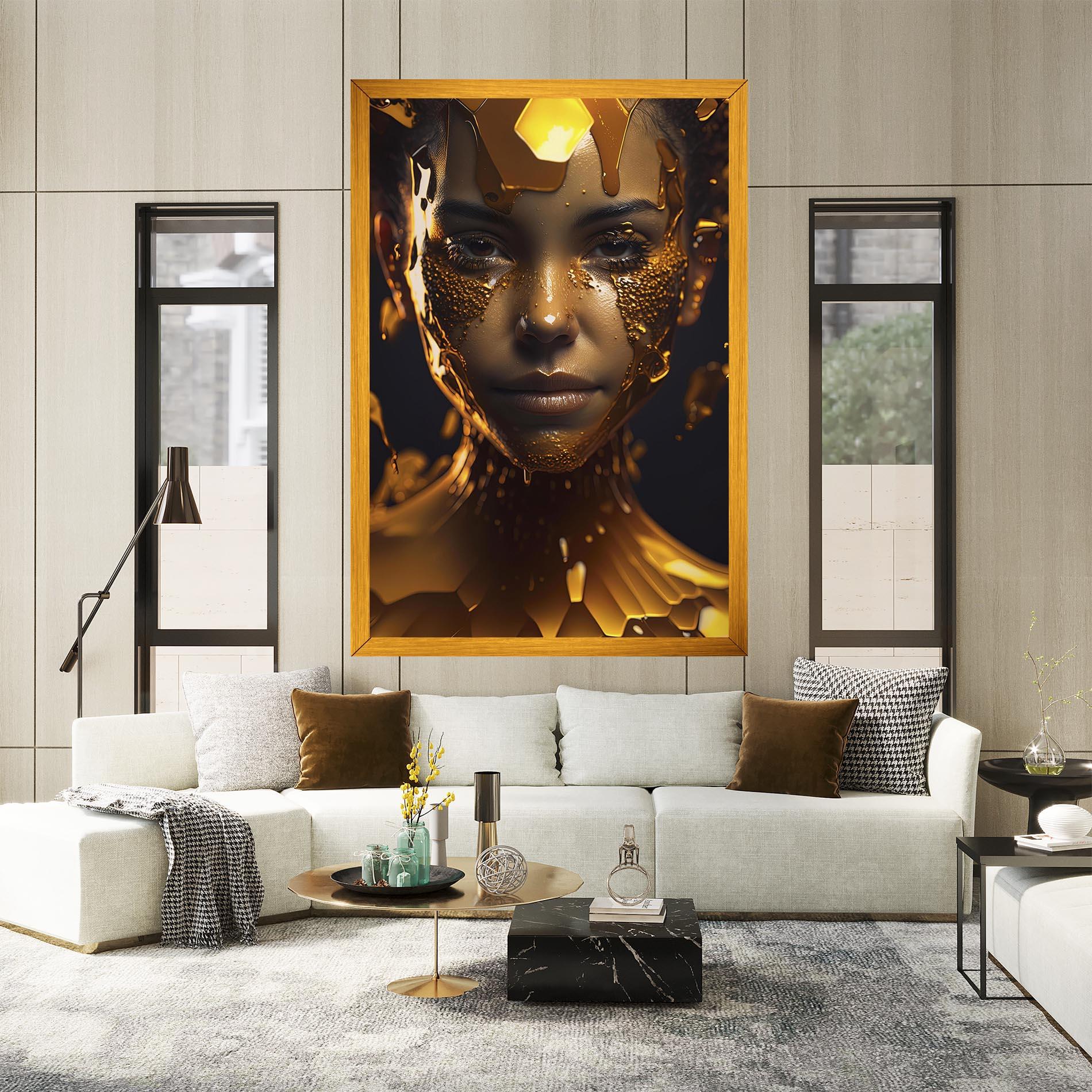 Tablou Canvas Gold Honeycomb Girl mockup 2