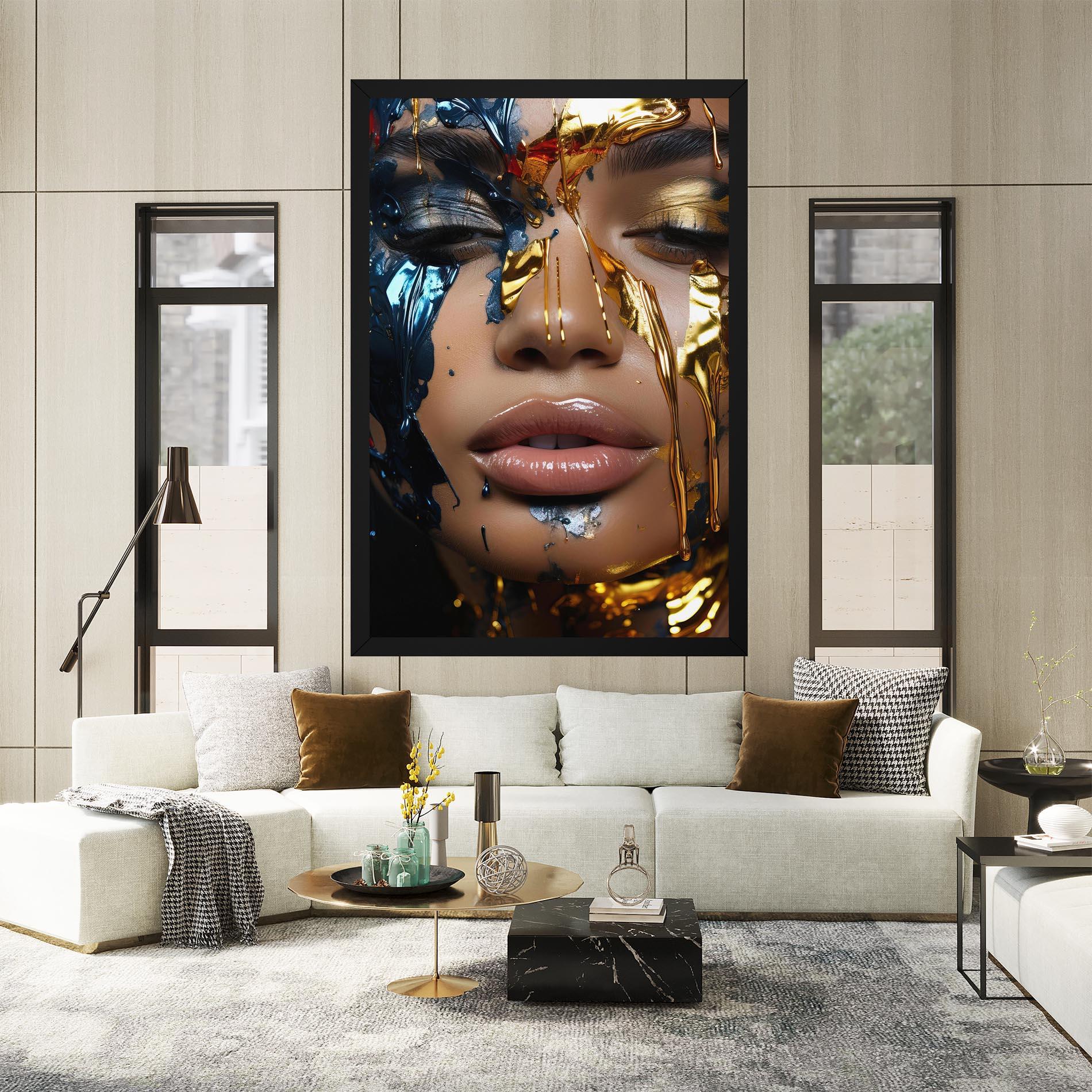 Tablou Canvas Blue Gold Paint Face mockup 2