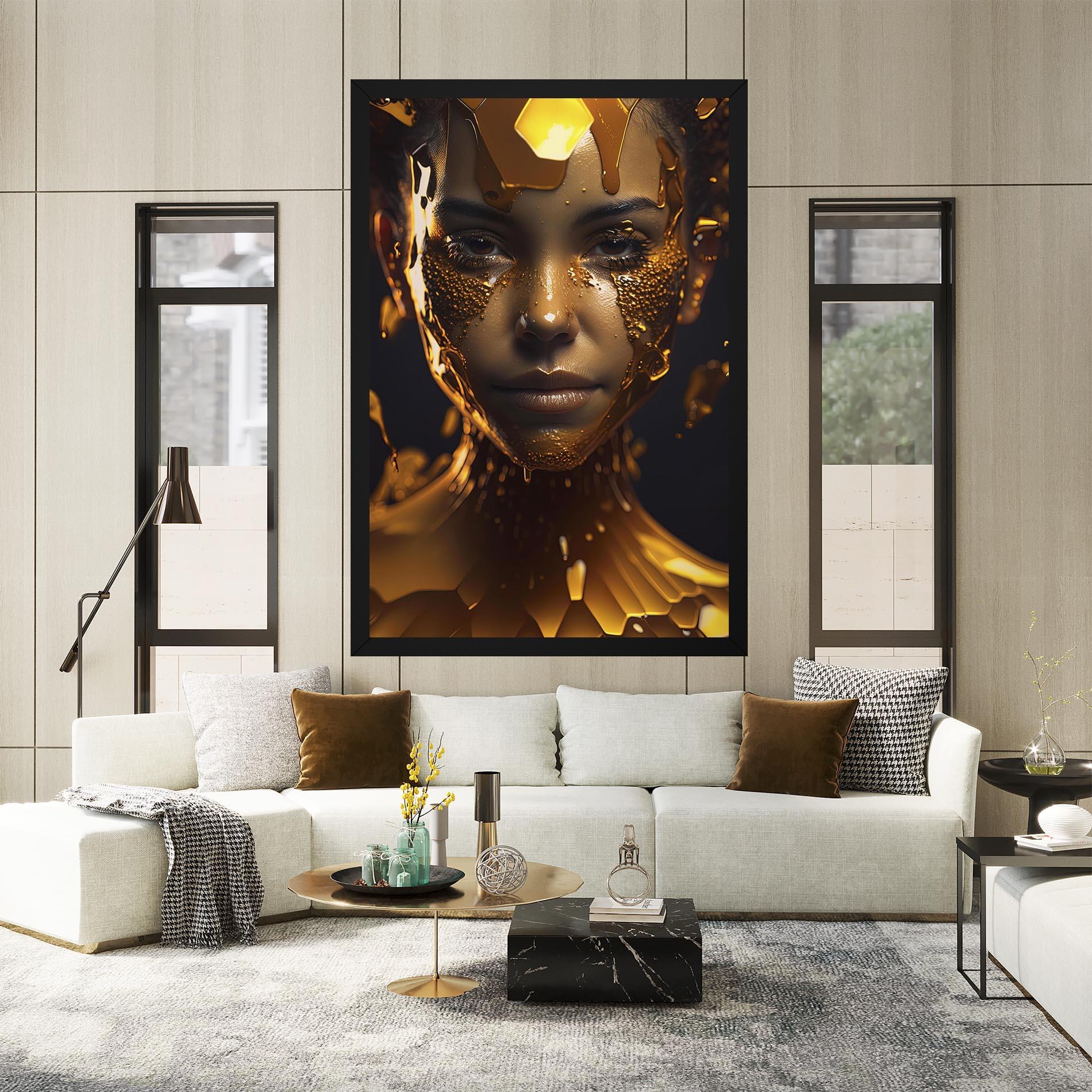 Tablou Canvas Gold Honeycomb Girl mockup 2