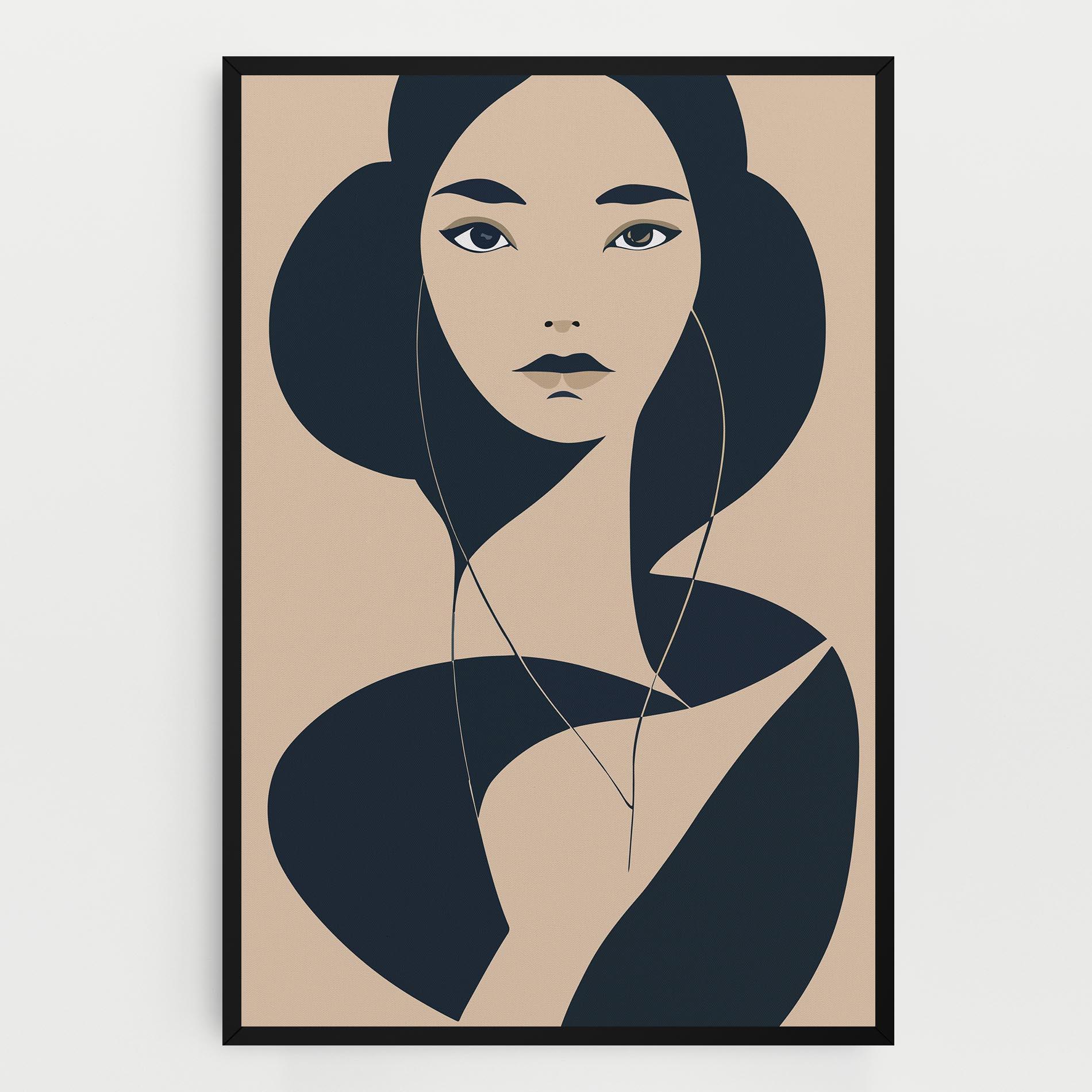 Tablou Canvas Cream Blue Woman mockup 0