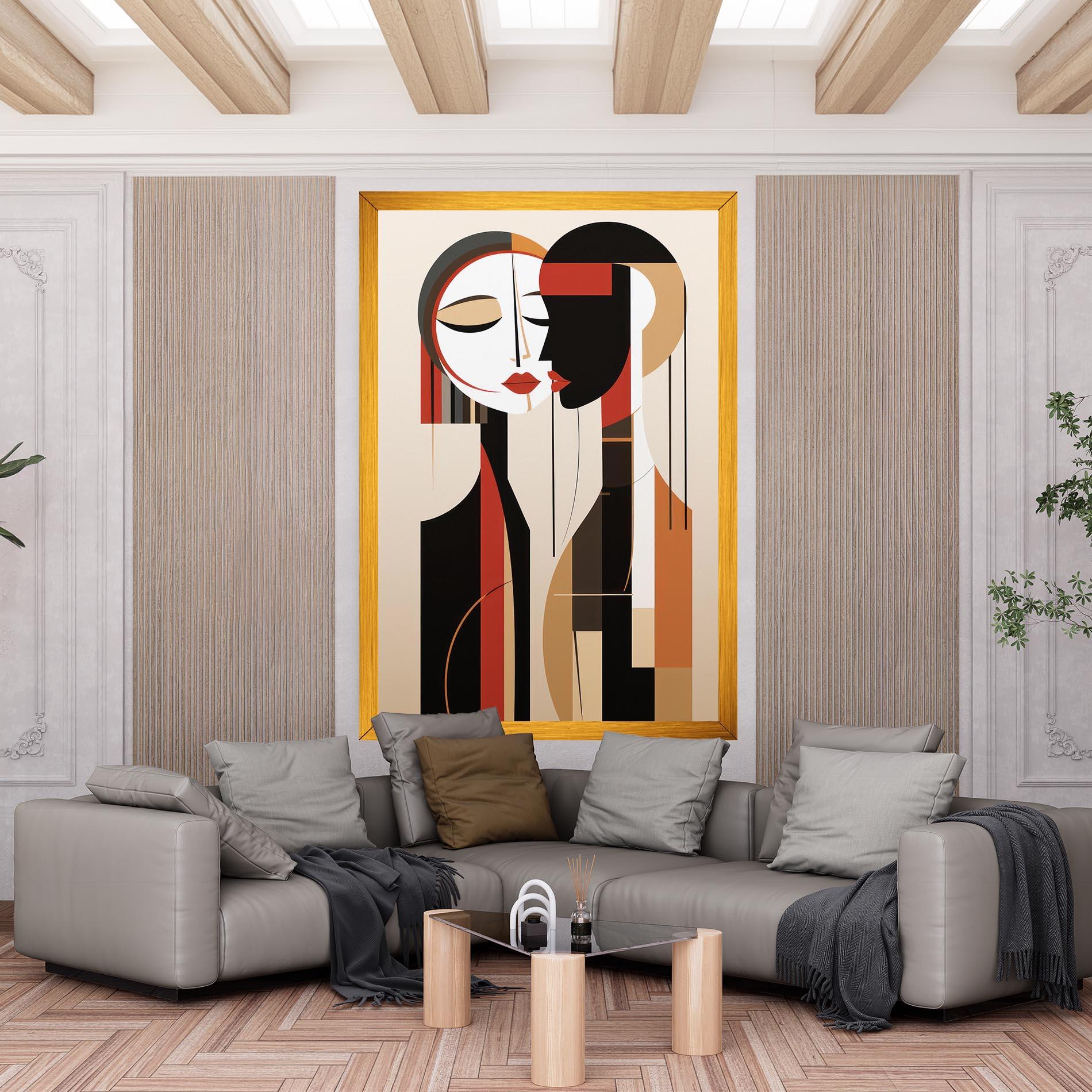 Tablou Canvas Abstract Couple Kissing mockup 6