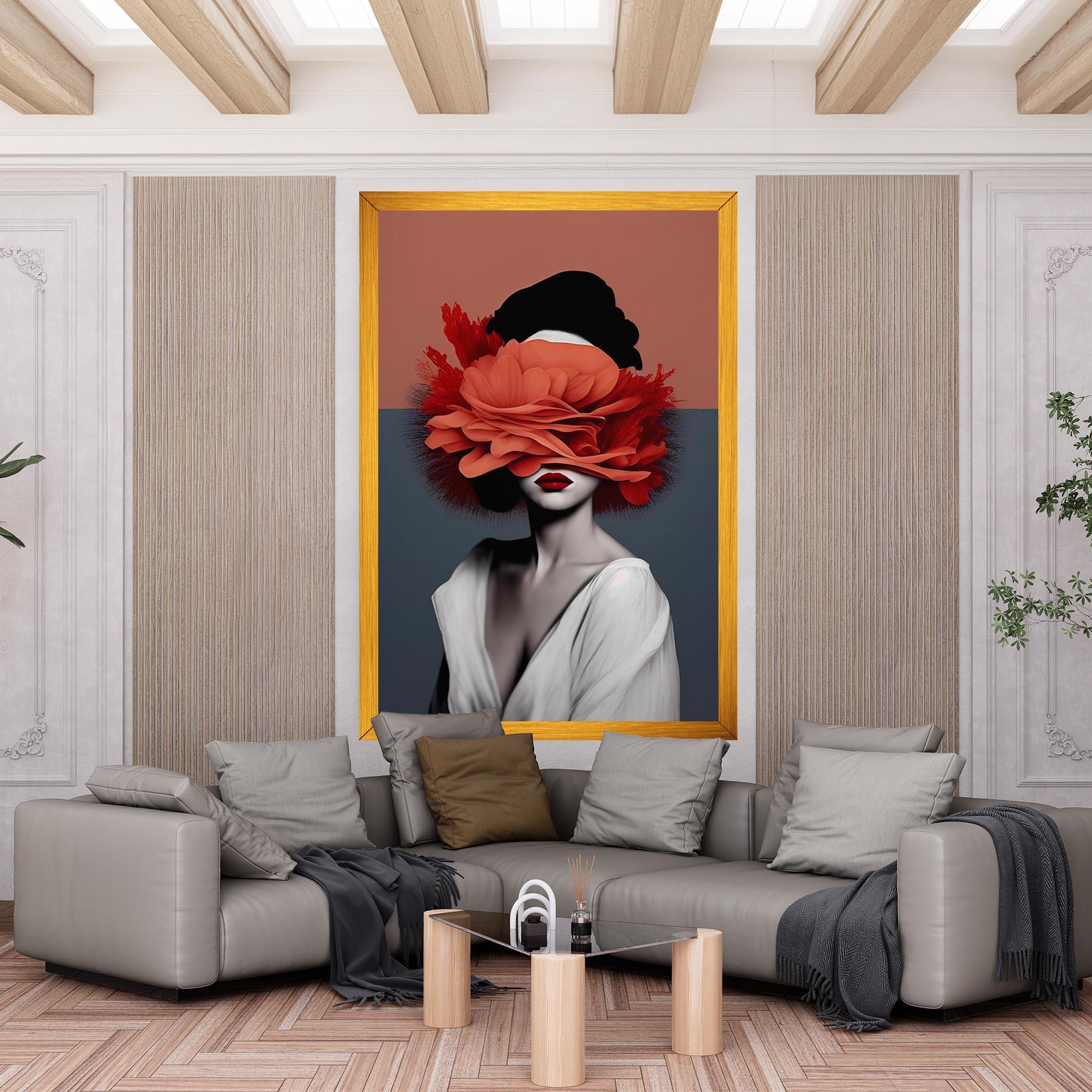 Tablou Canvas Red Flower Woman mockup 6
