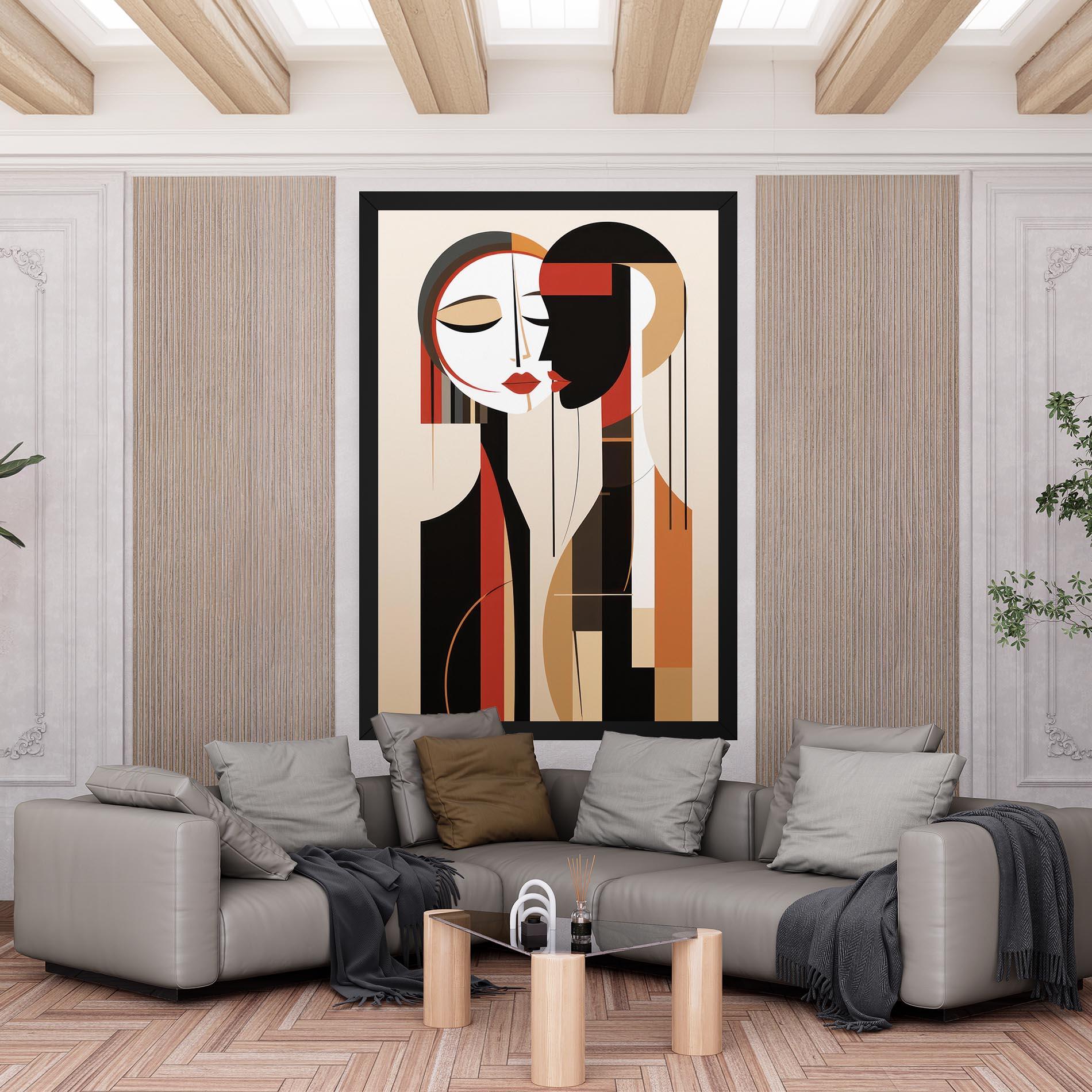 Tablou Canvas Abstract Couple Kissing mockup 6