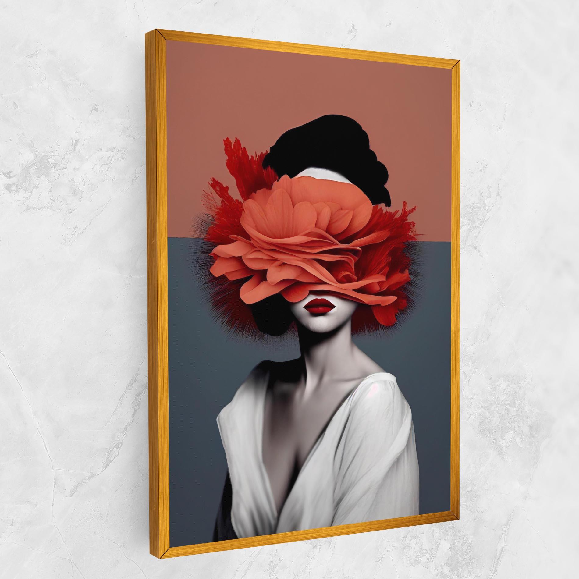 Tablou Canvas Red Flower Woman mockup 1