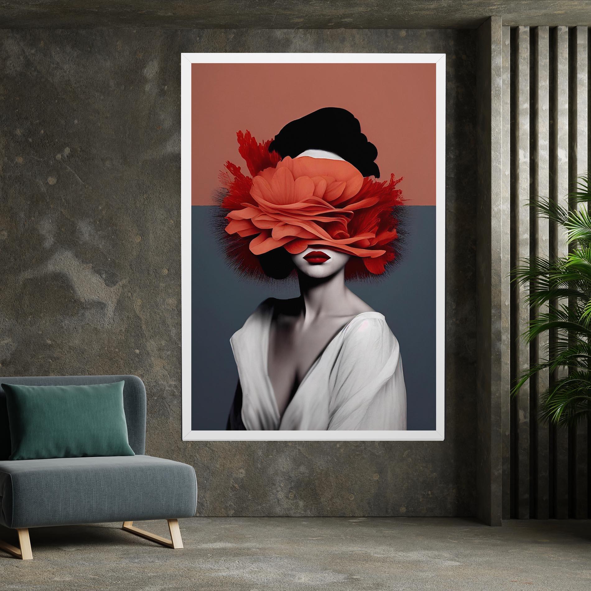 Tablou Canvas Red Flower Woman mockup 7