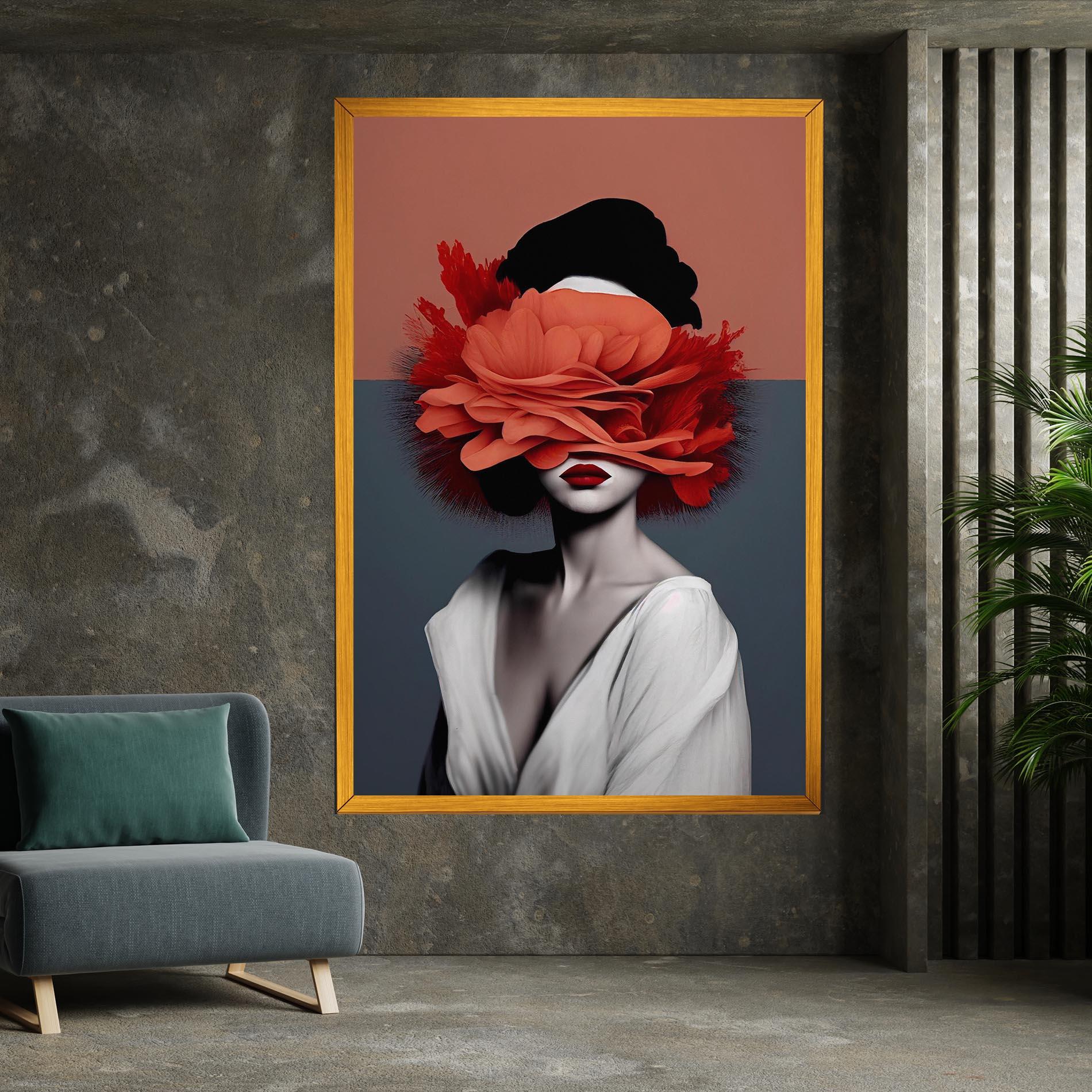 Tablou Canvas Red Flower Woman mockup 7