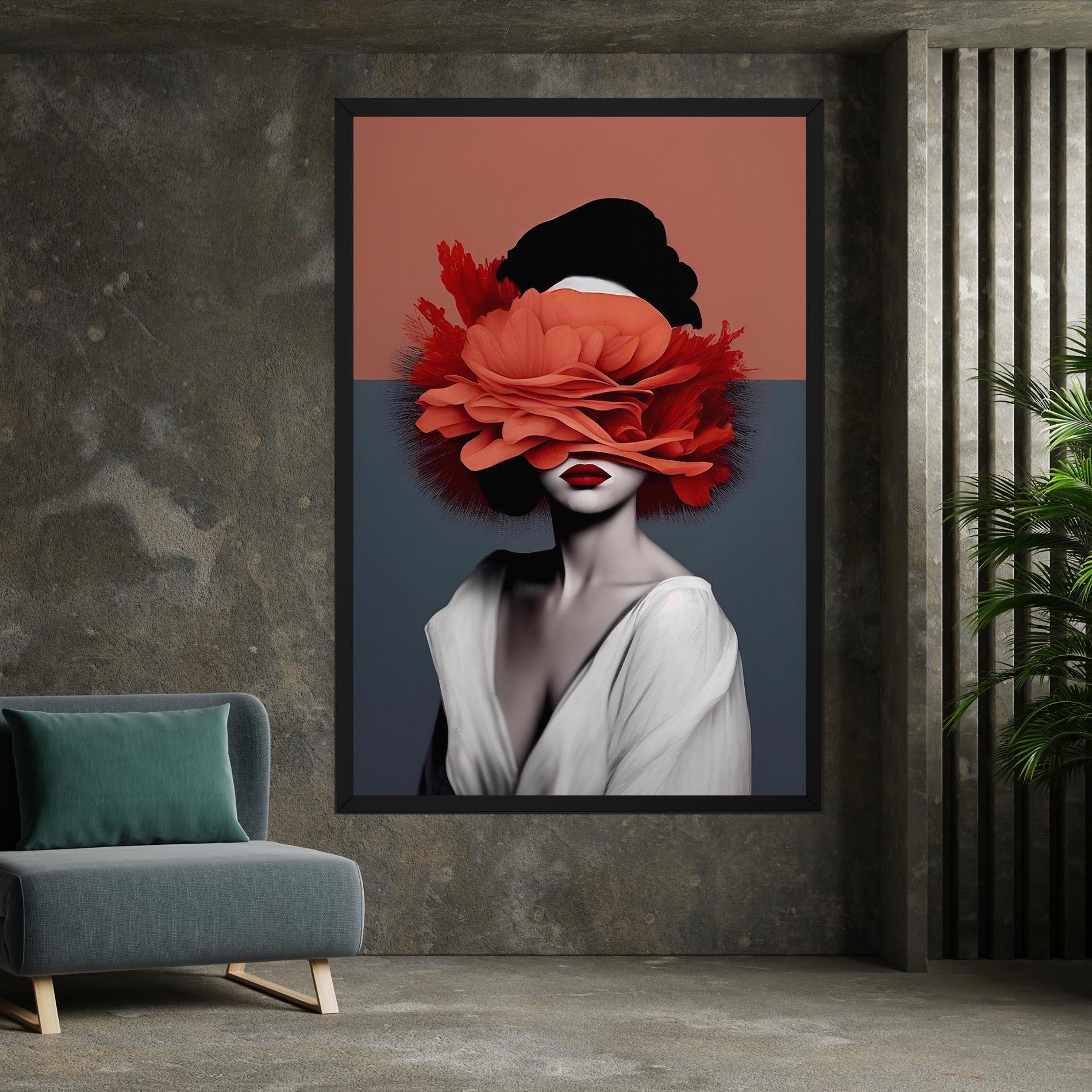 Tablou Canvas Red Flower Woman mockup 7