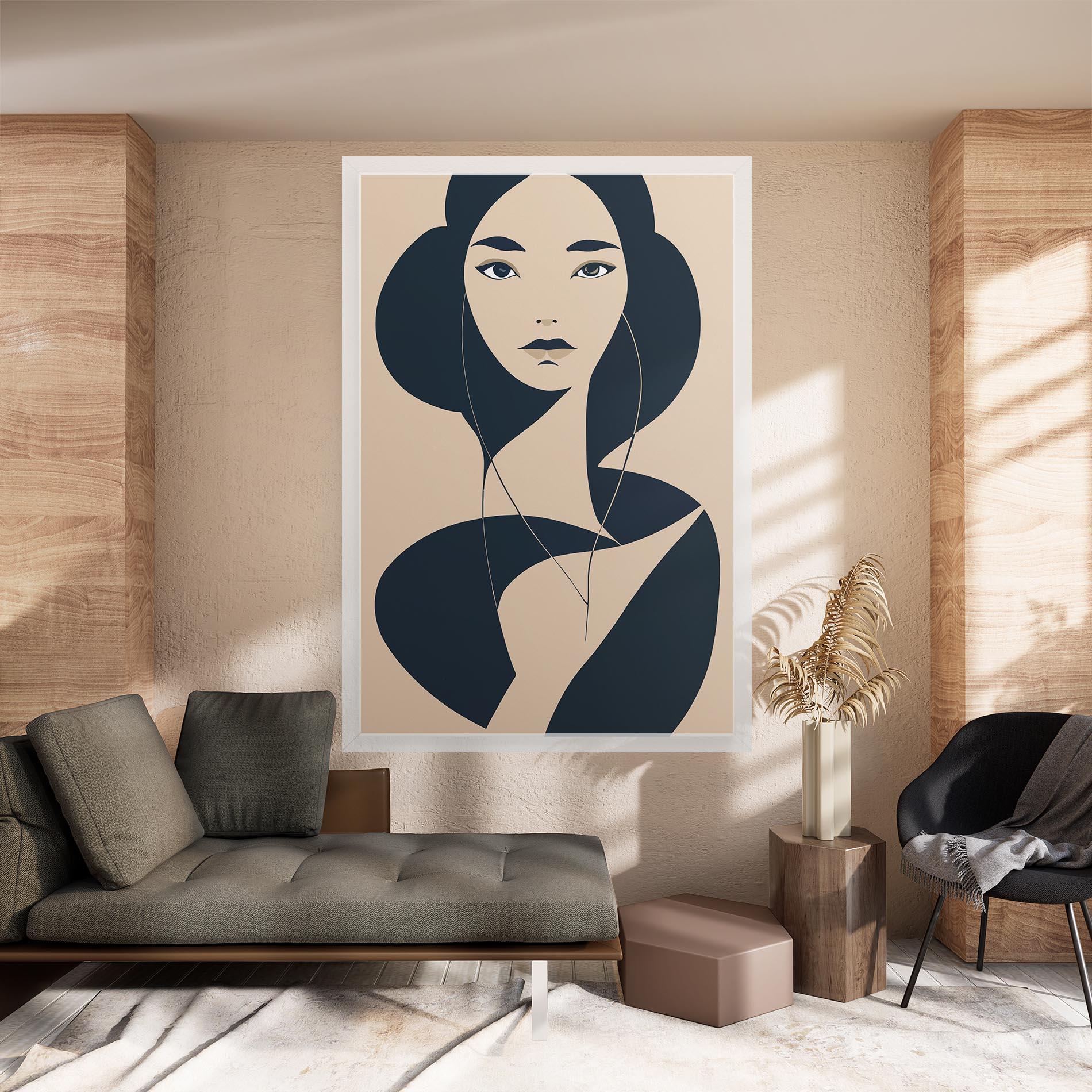 Tablou Canvas Cream Blue Woman mockup 8