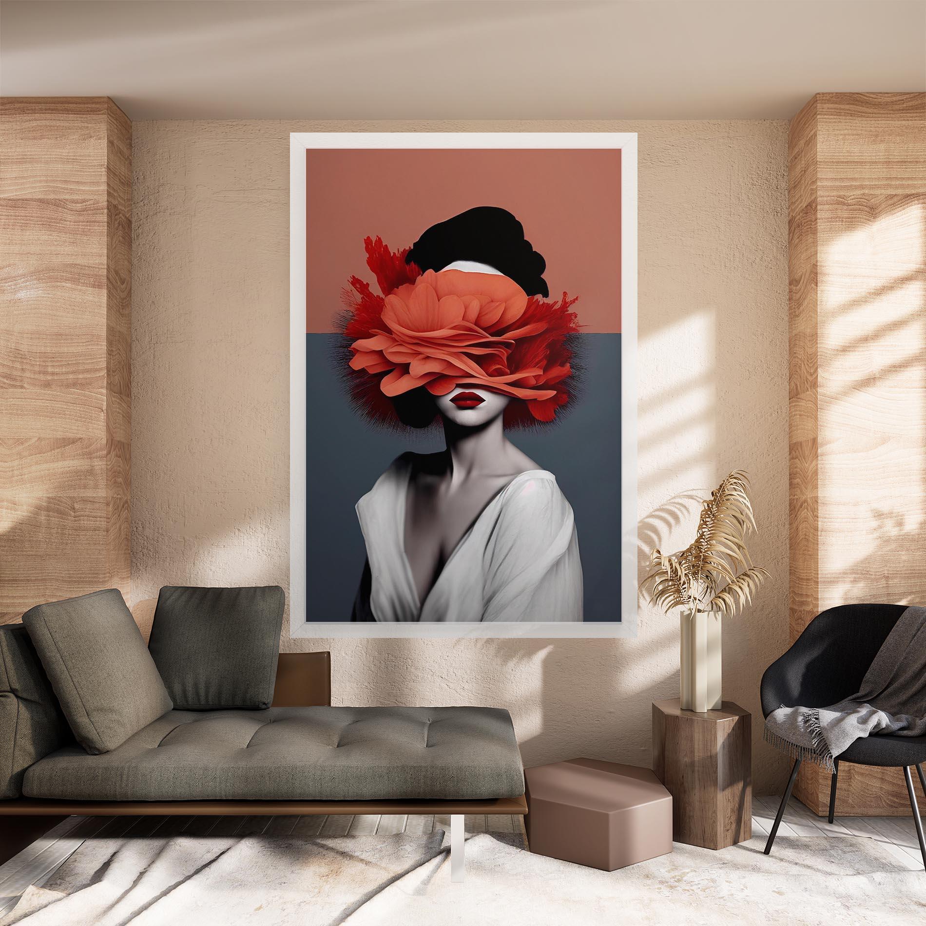 Tablou Canvas Red Flower Woman mockup 8