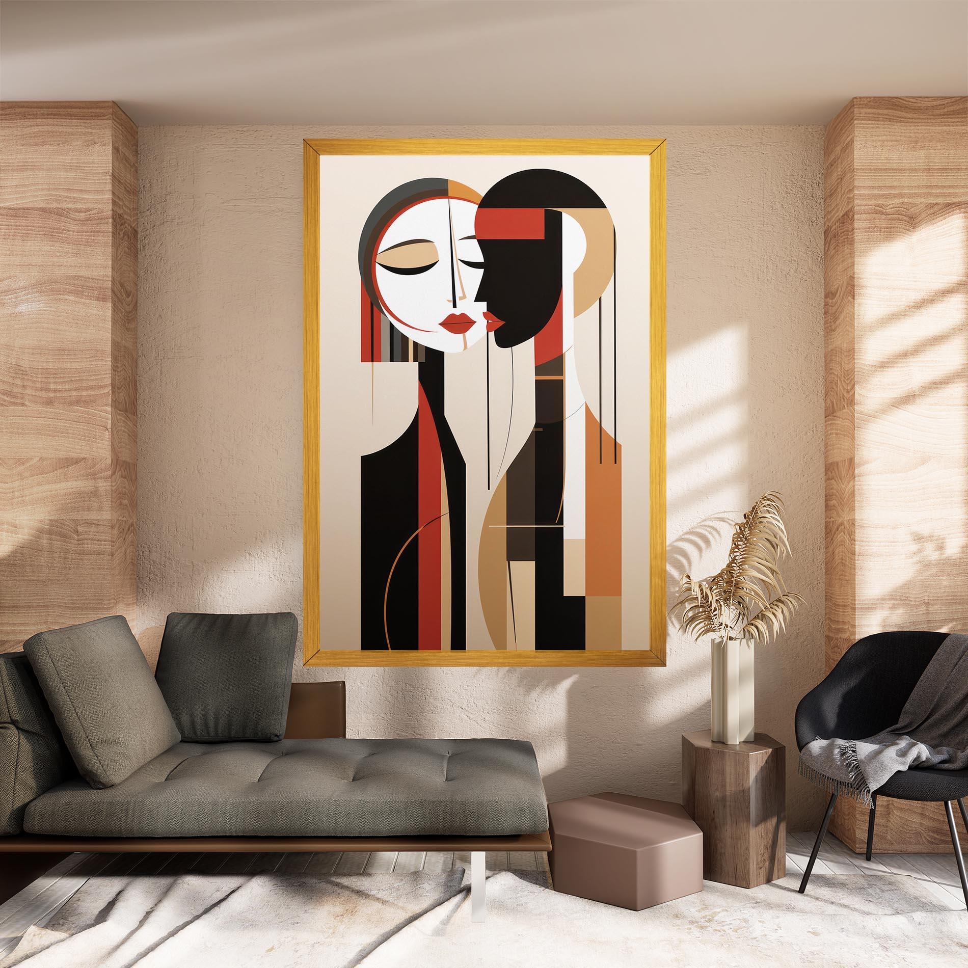 Tablou Canvas Abstract Couple Kissing mockup 8