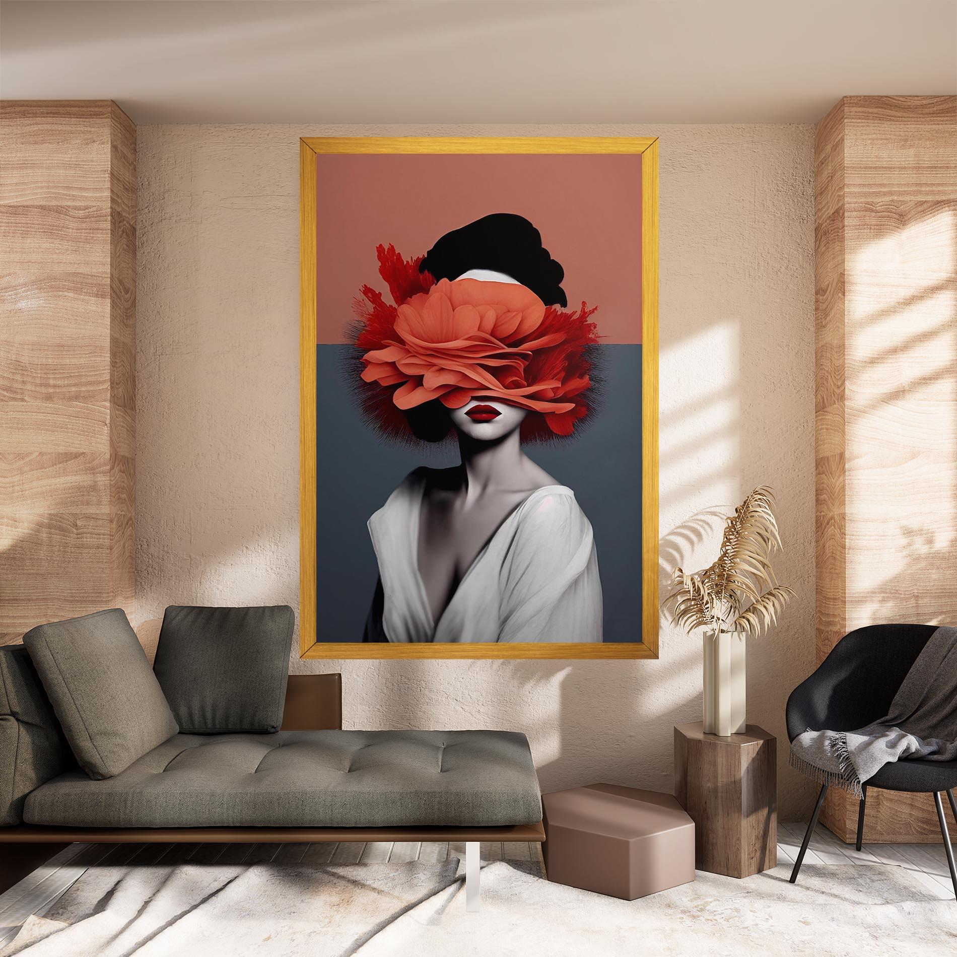 Tablou Canvas Red Flower Woman mockup 8