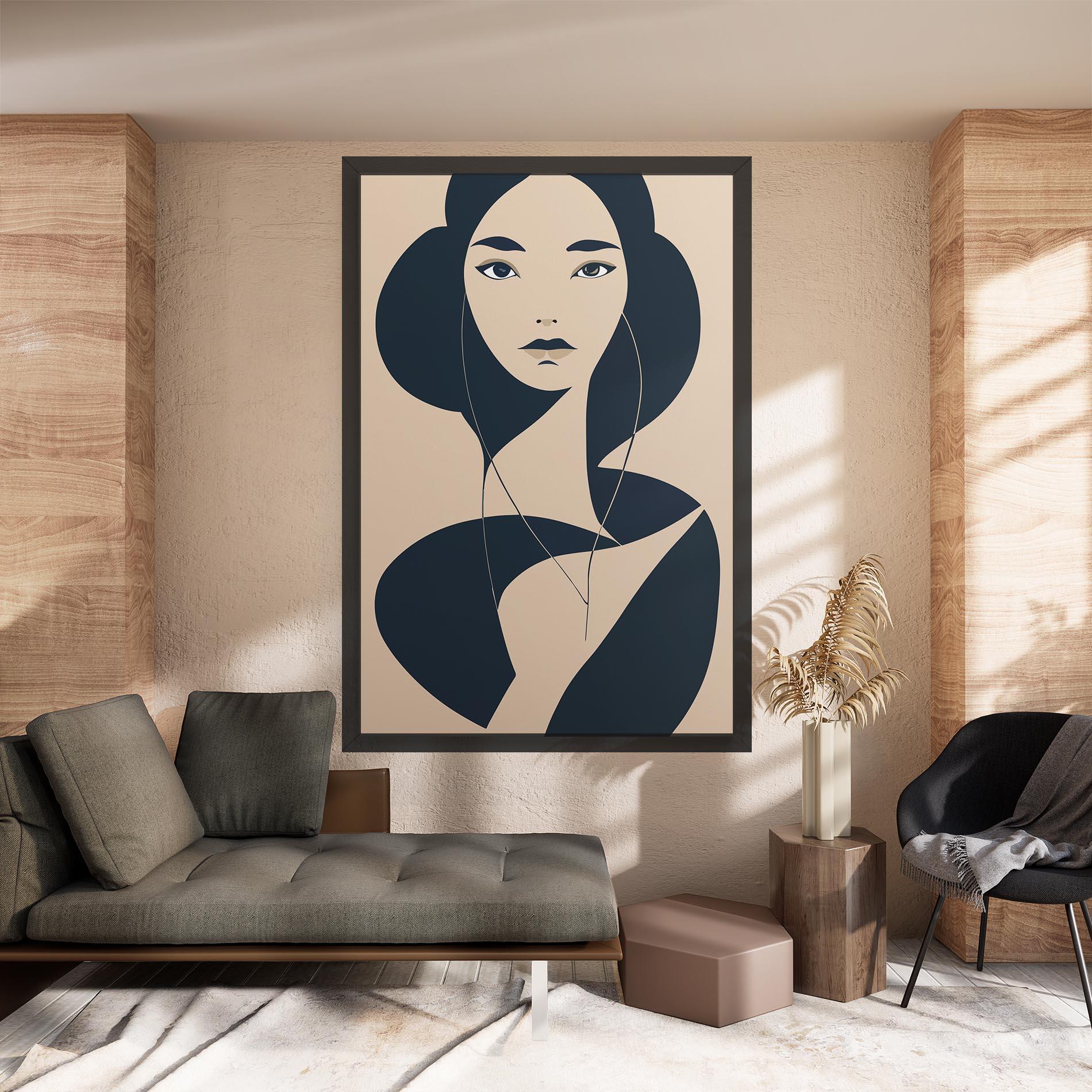 Tablou Canvas Cream Blue Woman mockup 8