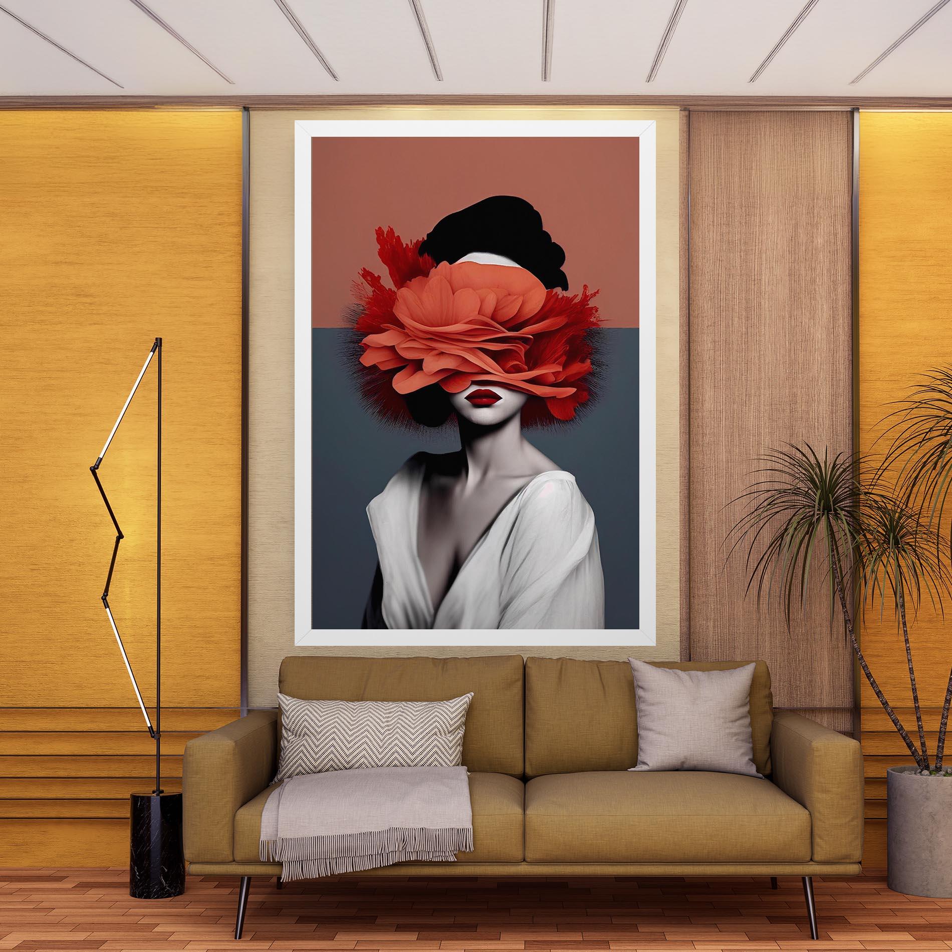 Tablou Canvas Red Flower Woman mockup 9