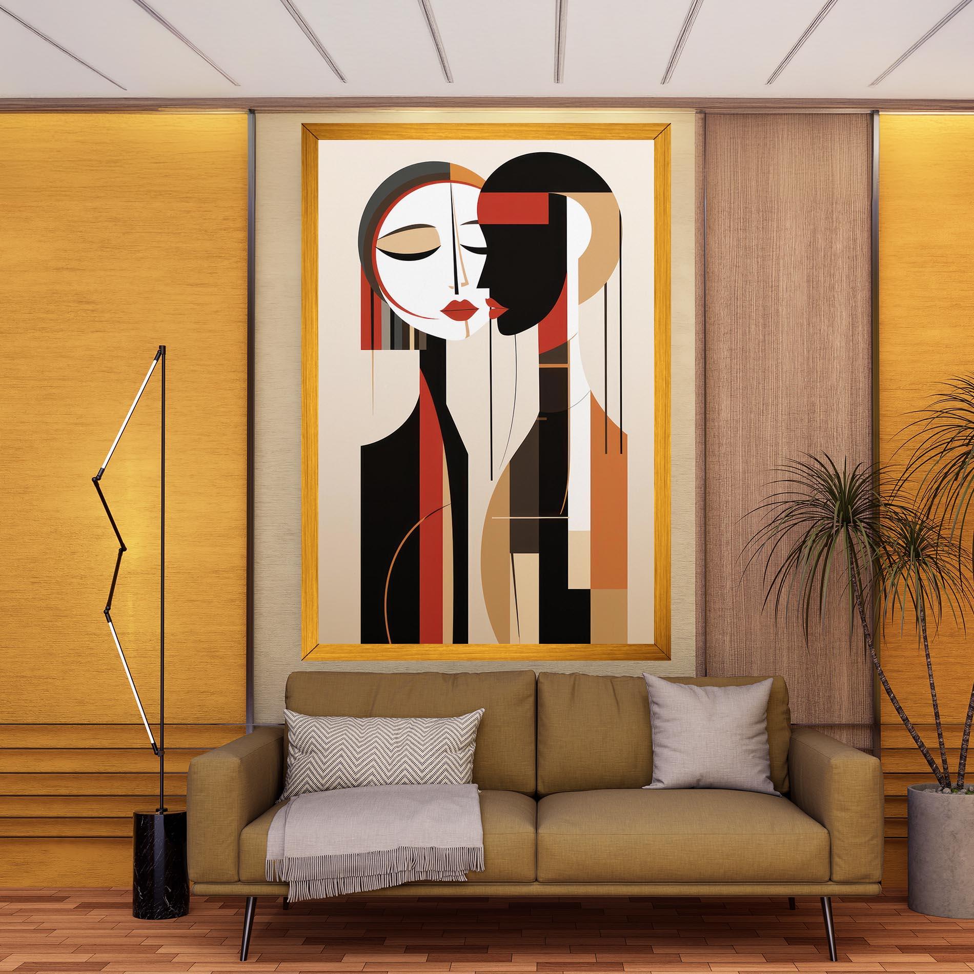 Tablou Canvas Abstract Couple Kissing mockup 9