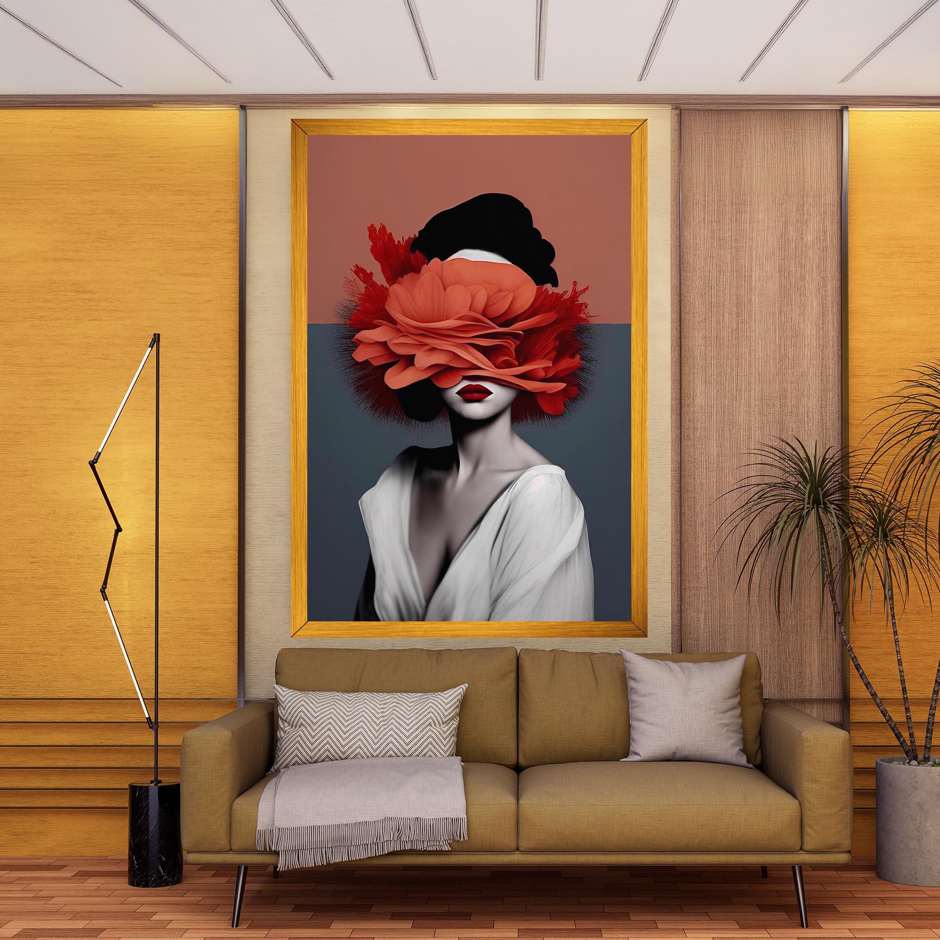 Tablou Canvas Red Flower Woman mockup 9