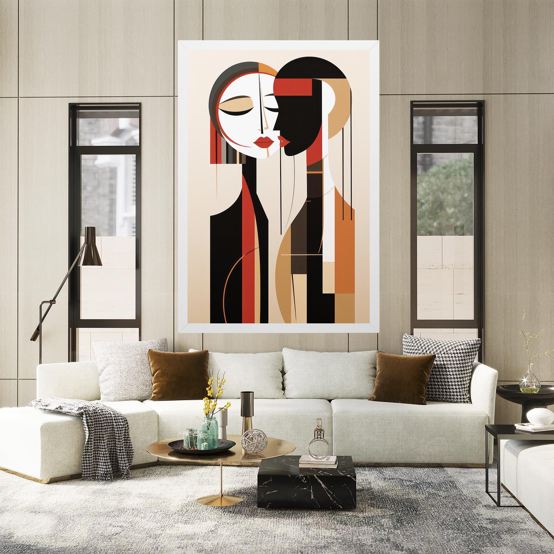 Tablou Canvas Abstract Couple Kissing mockup 2