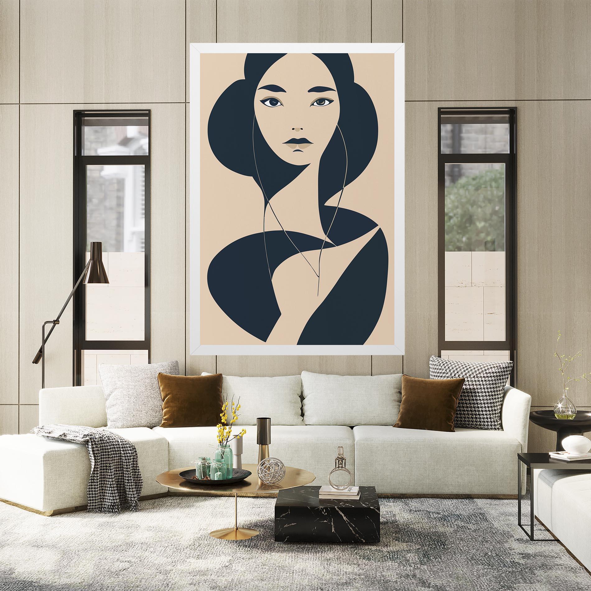 Tablou Canvas Cream Blue Woman mockup 2