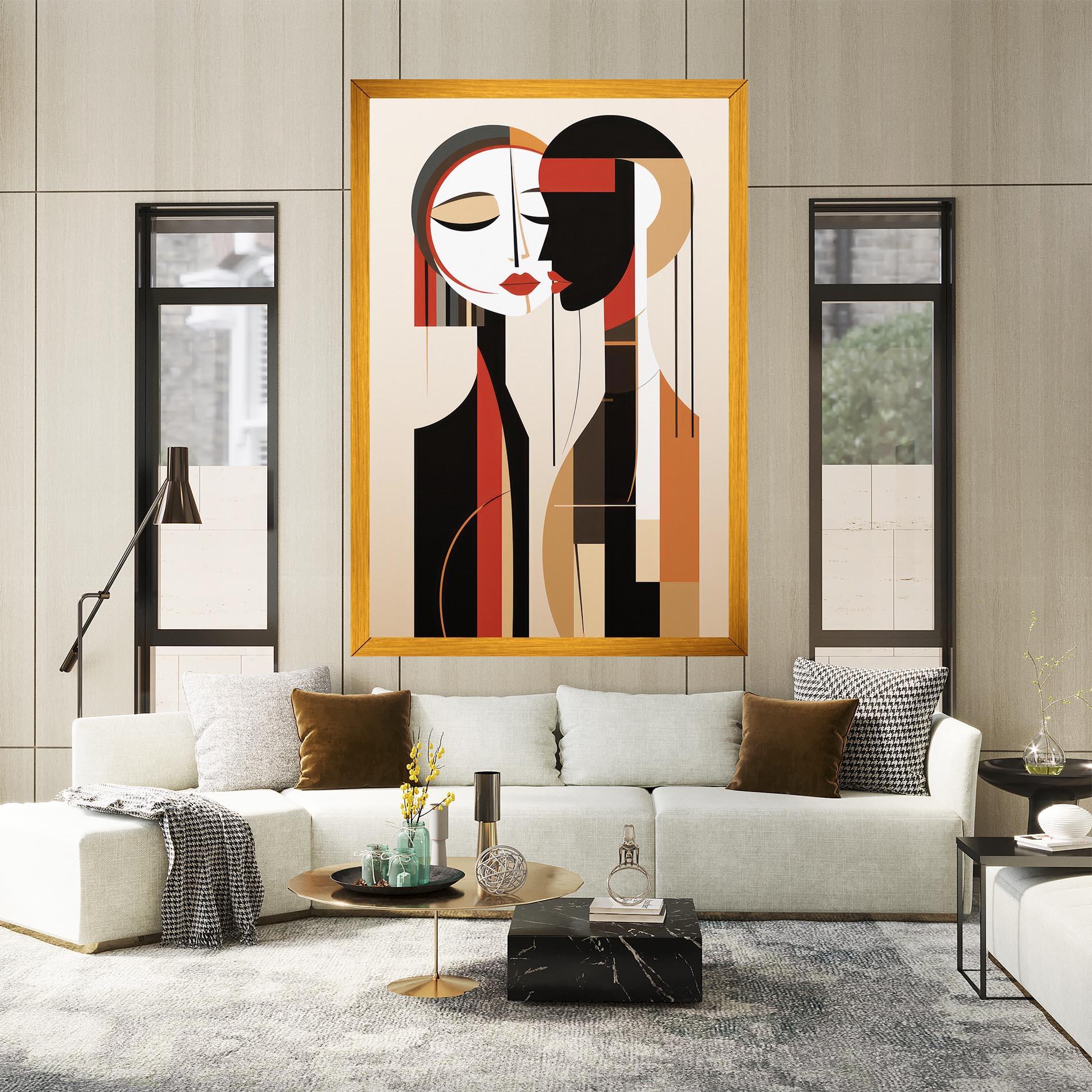 Tablou Canvas Abstract Couple Kissing mockup 2