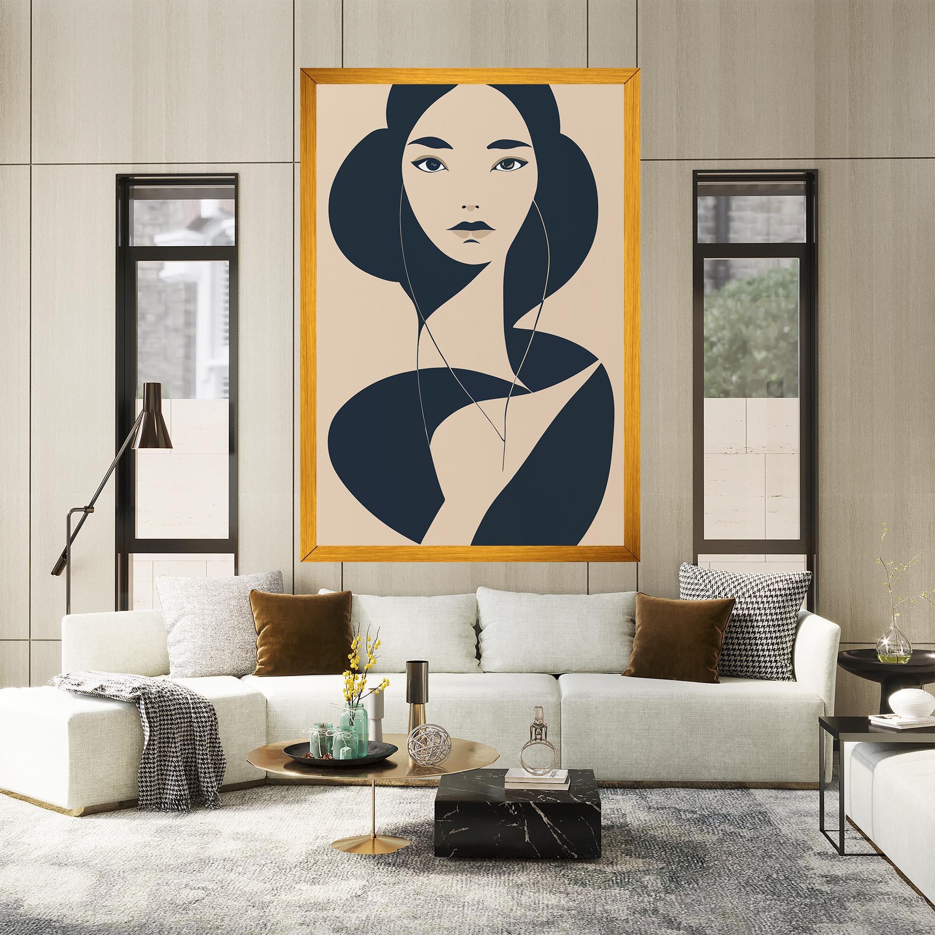 Tablou Canvas Cream Blue Woman mockup 2