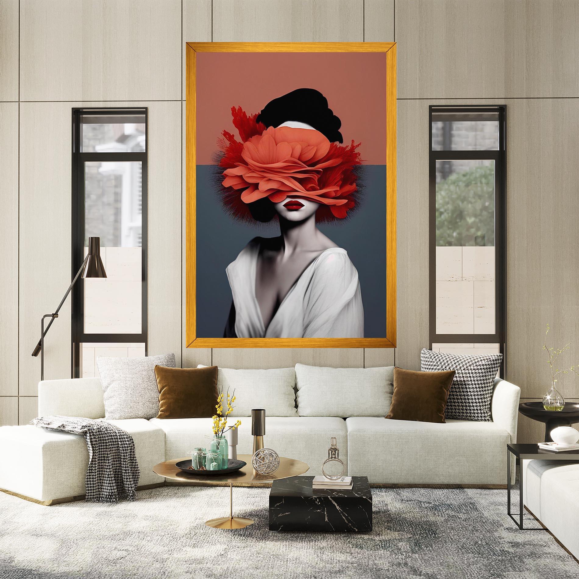 Tablou Canvas Red Flower Woman mockup 2