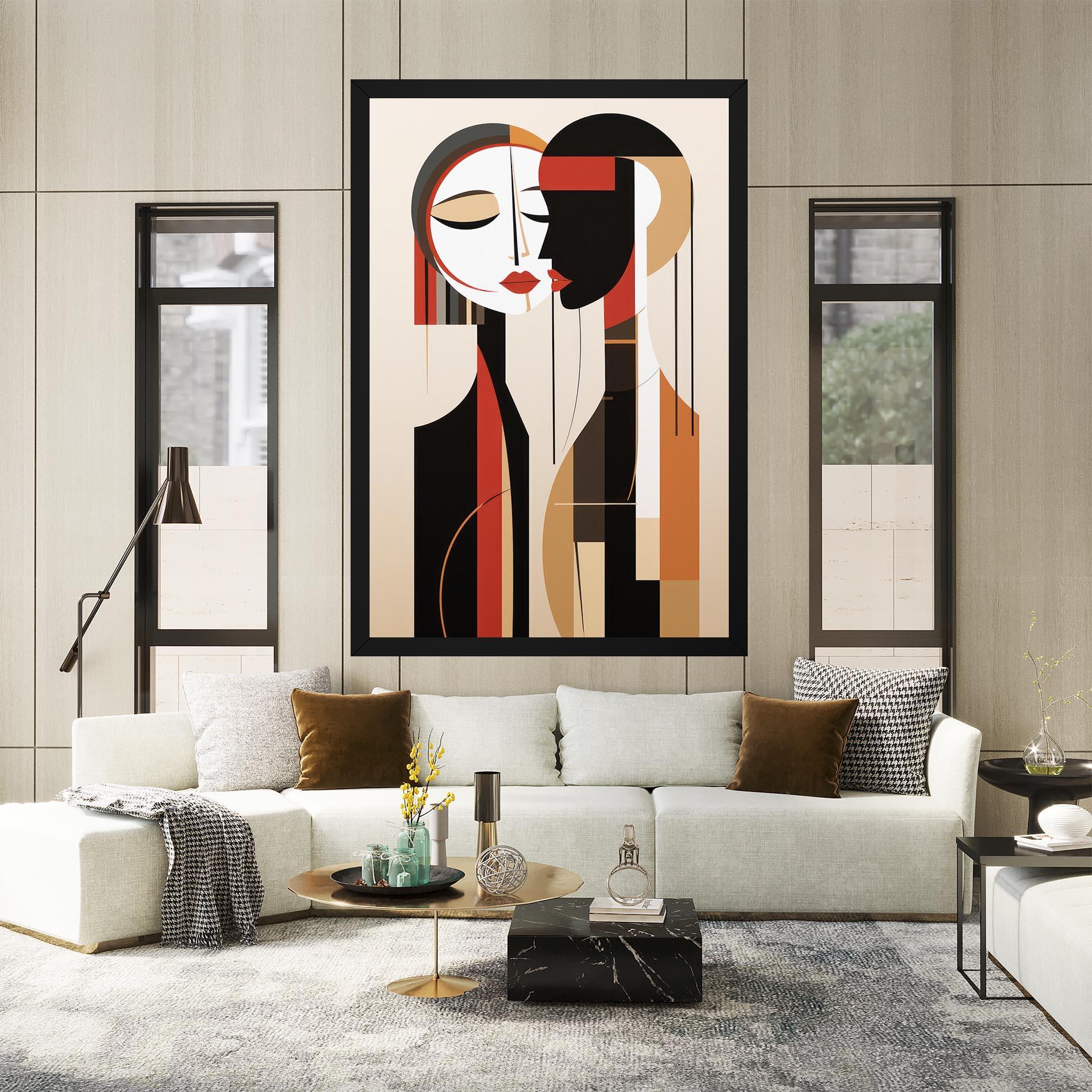 Tablou Canvas Abstract Couple Kissing mockup 2