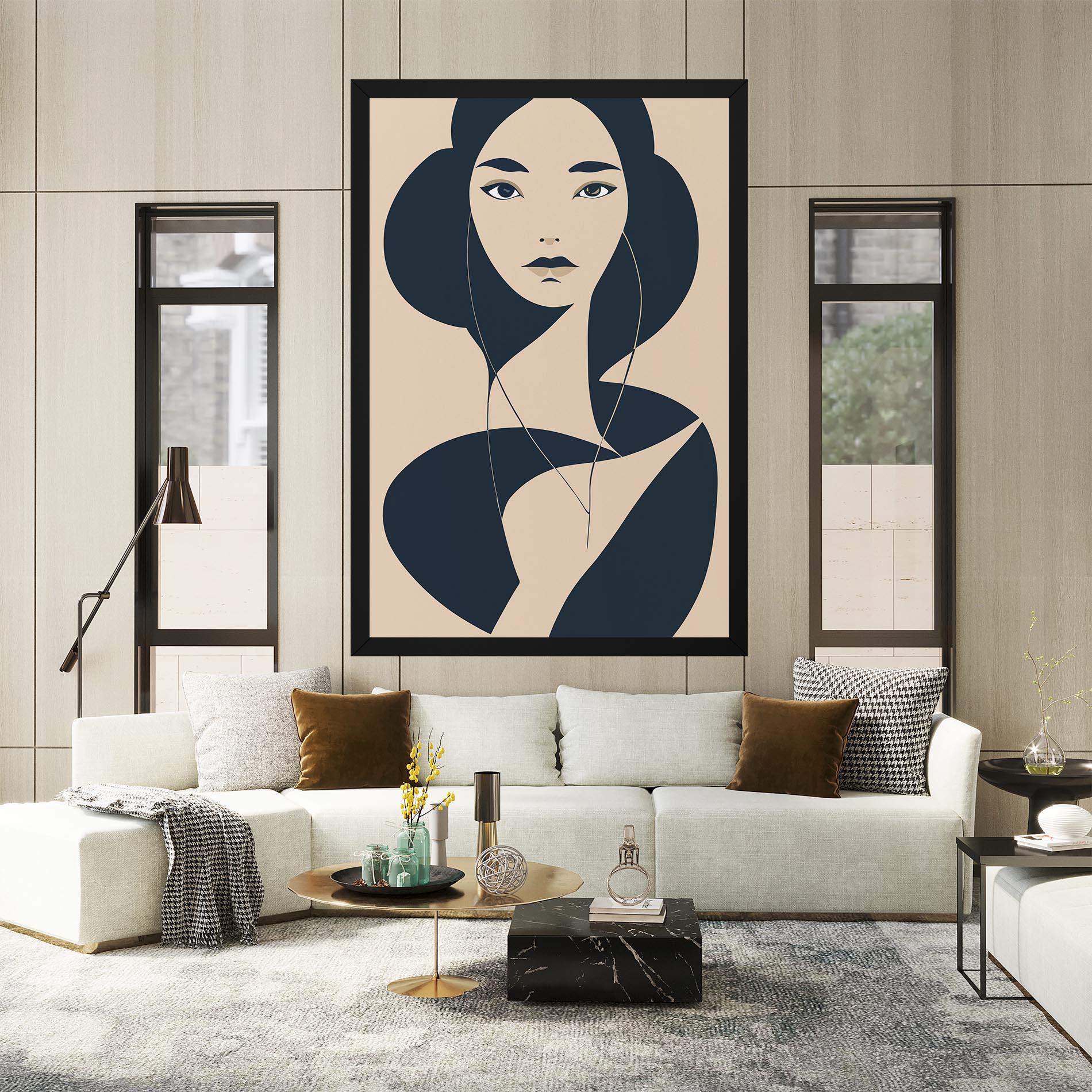 Tablou Canvas Cream Blue Woman mockup 2