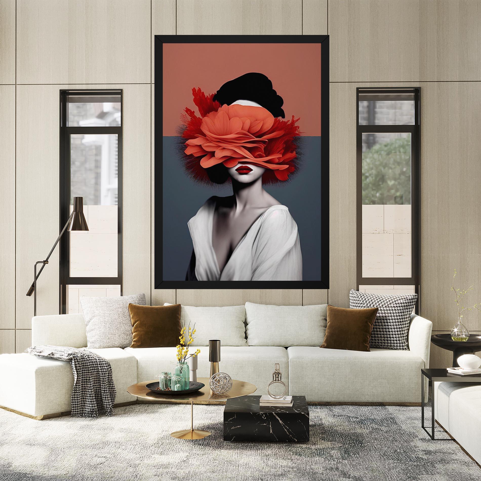 Tablou Canvas Red Flower Woman mockup 2