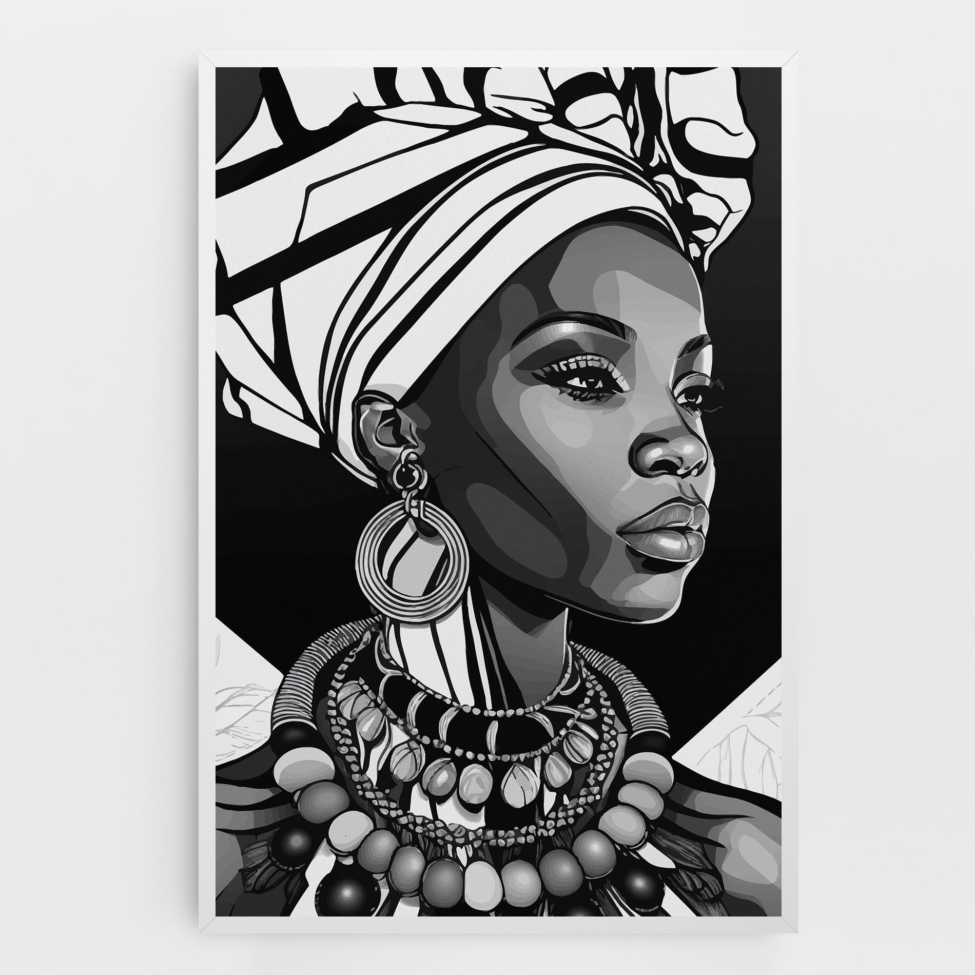 Tablou Canvas Black White African mockup 0