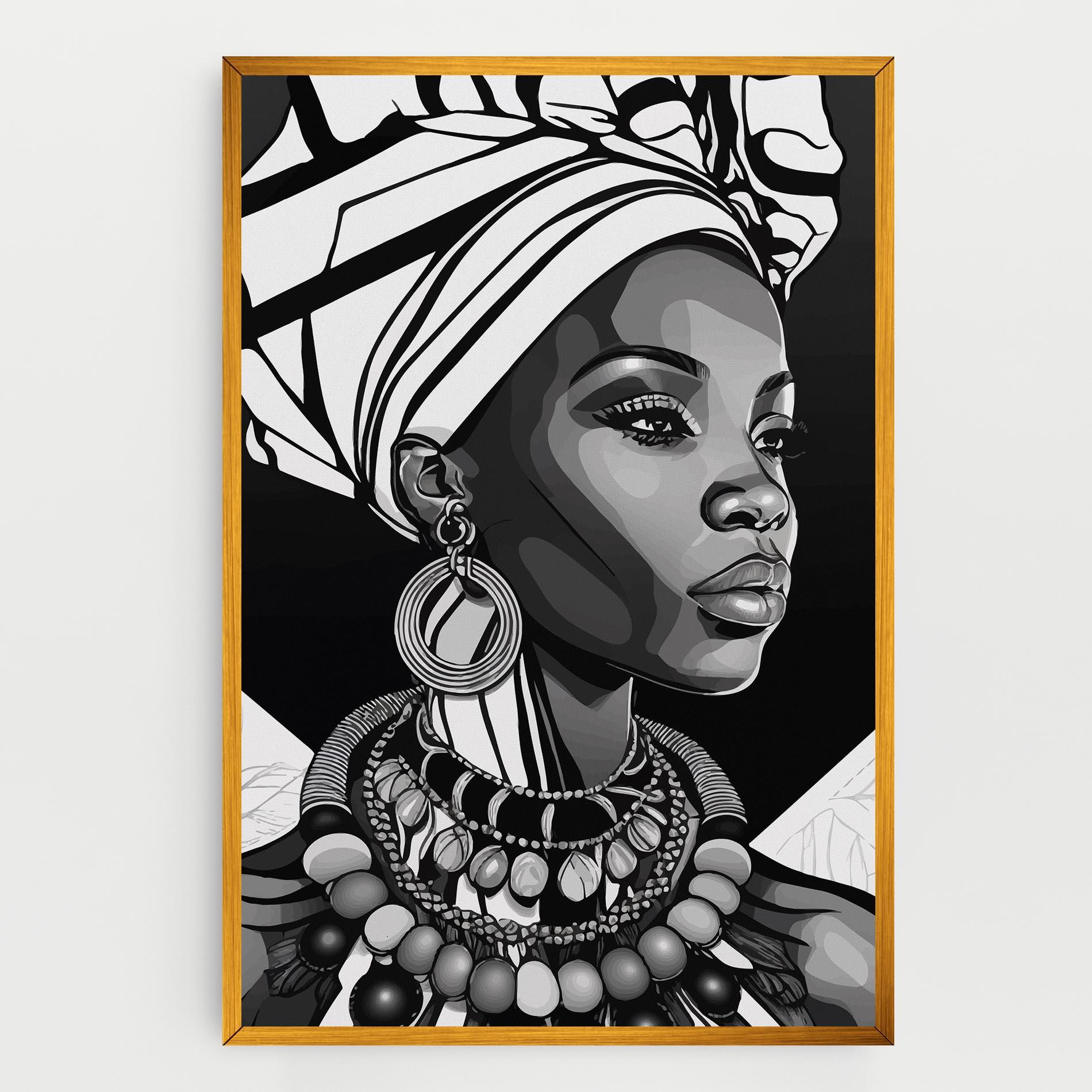 Tablou Canvas Black White African mockup 0