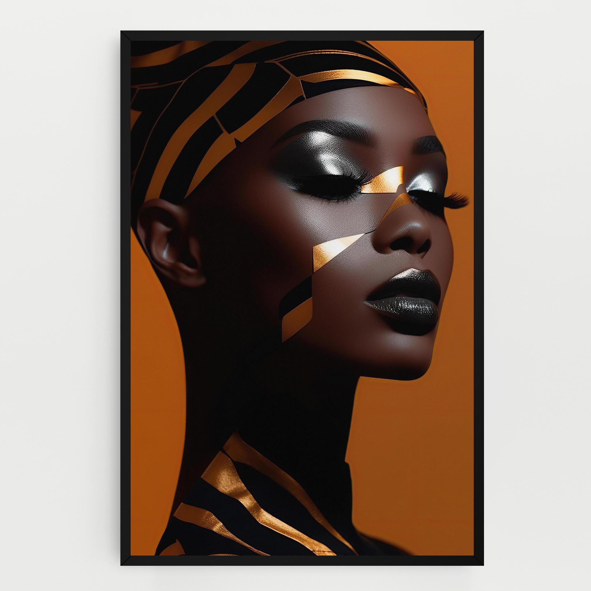 Tablou Canvas African Woman On Orange mockup 0