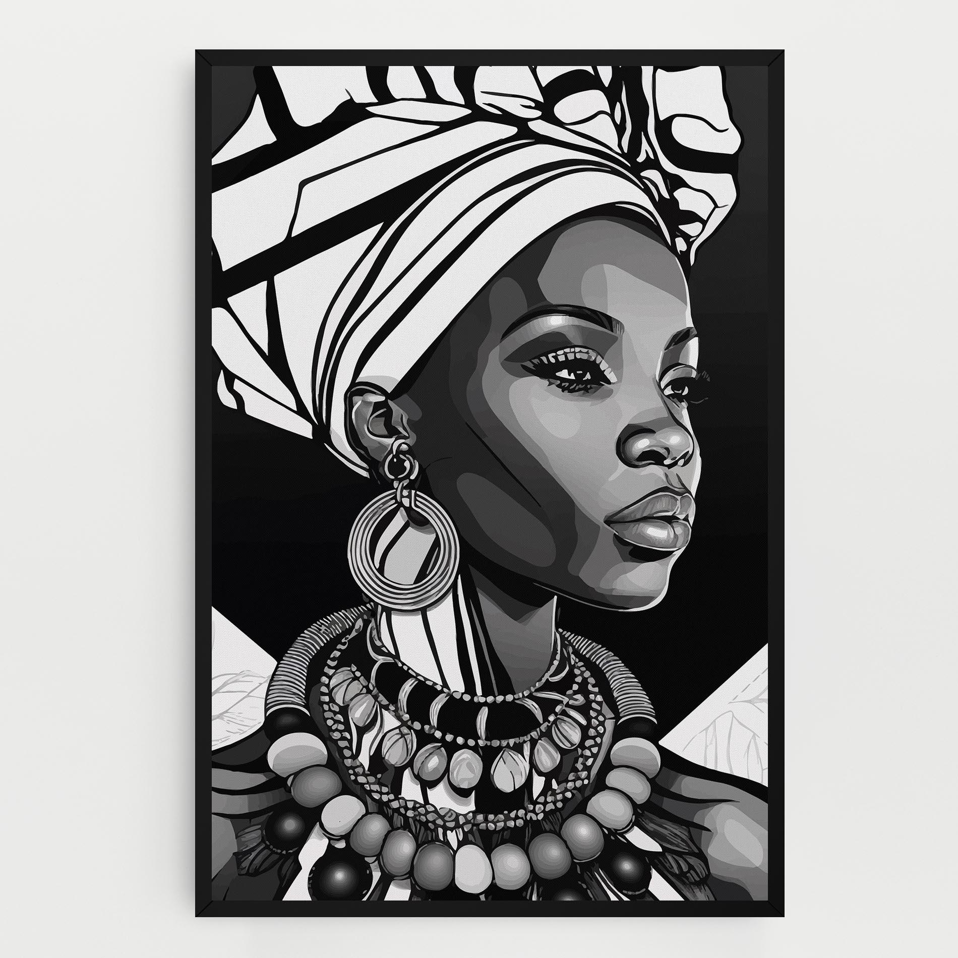 Tablou Canvas Black White African mockup 0