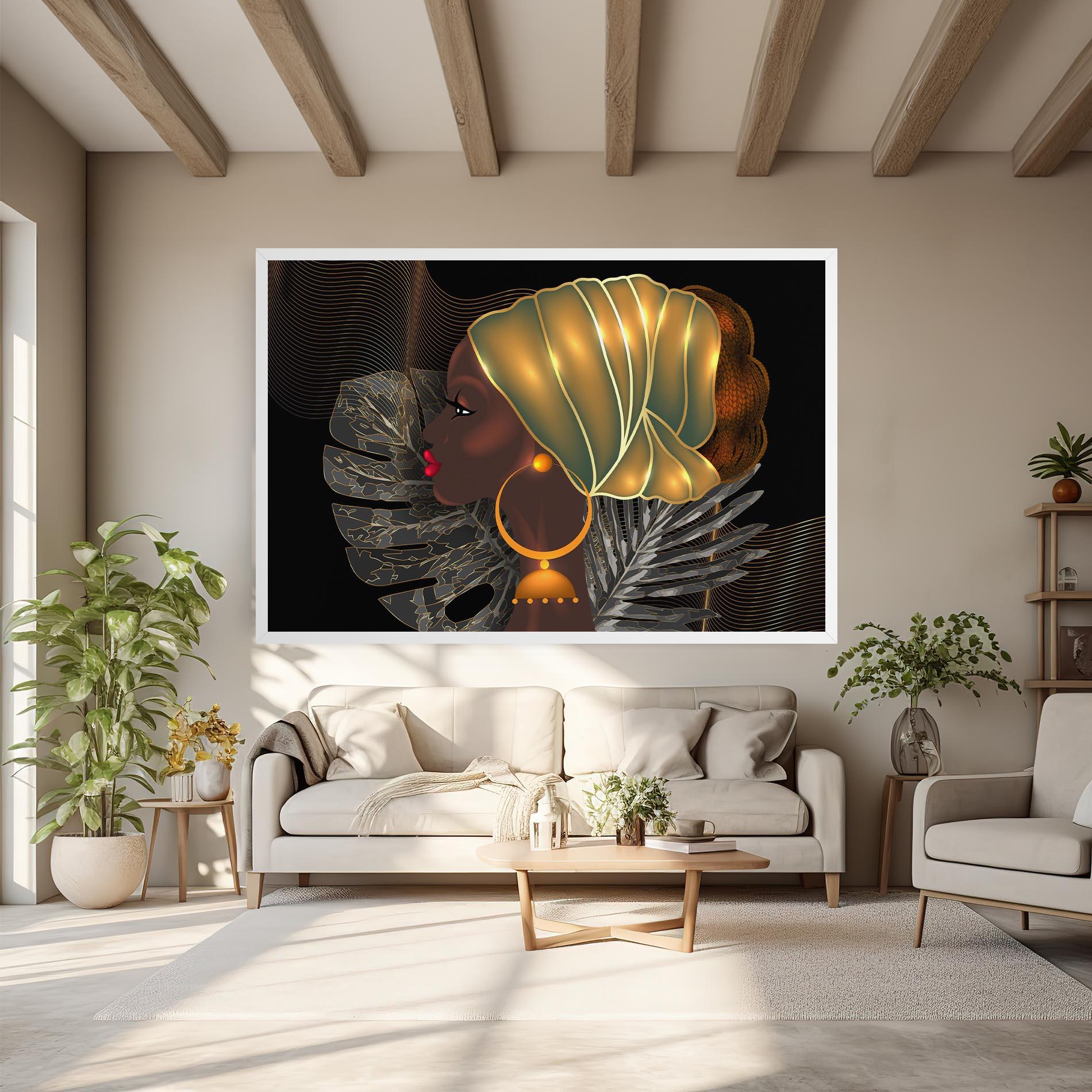 Tablou Canvas African Gold Leaf mockup 6