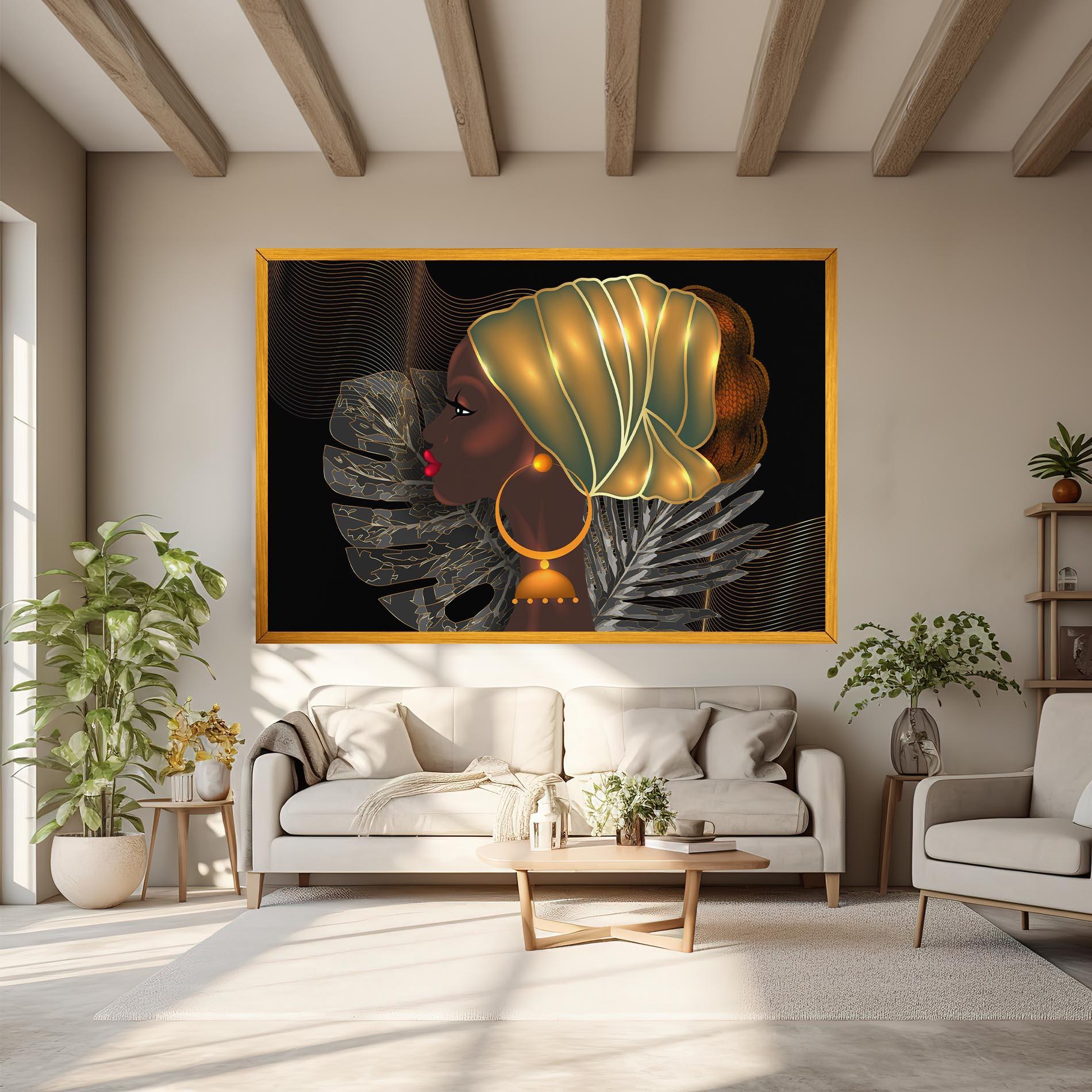 Tablou Canvas African Gold Leaf mockup 6