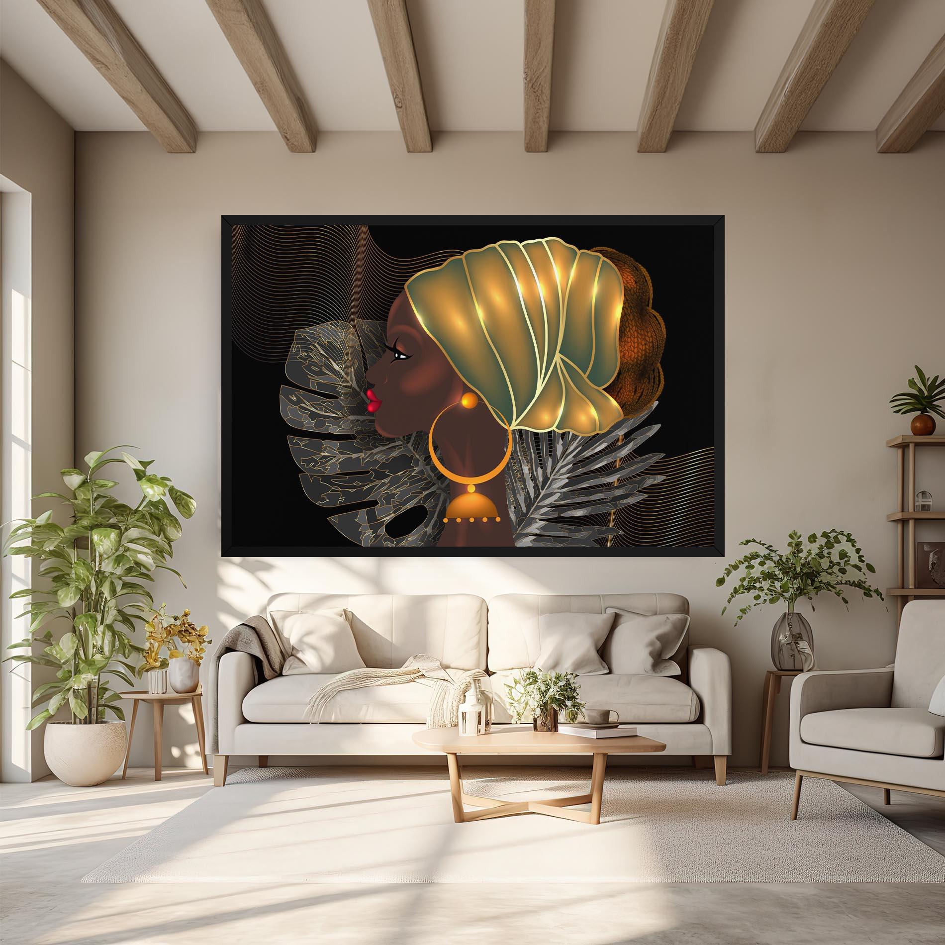 Tablou Canvas African Gold Leaf mockup 6