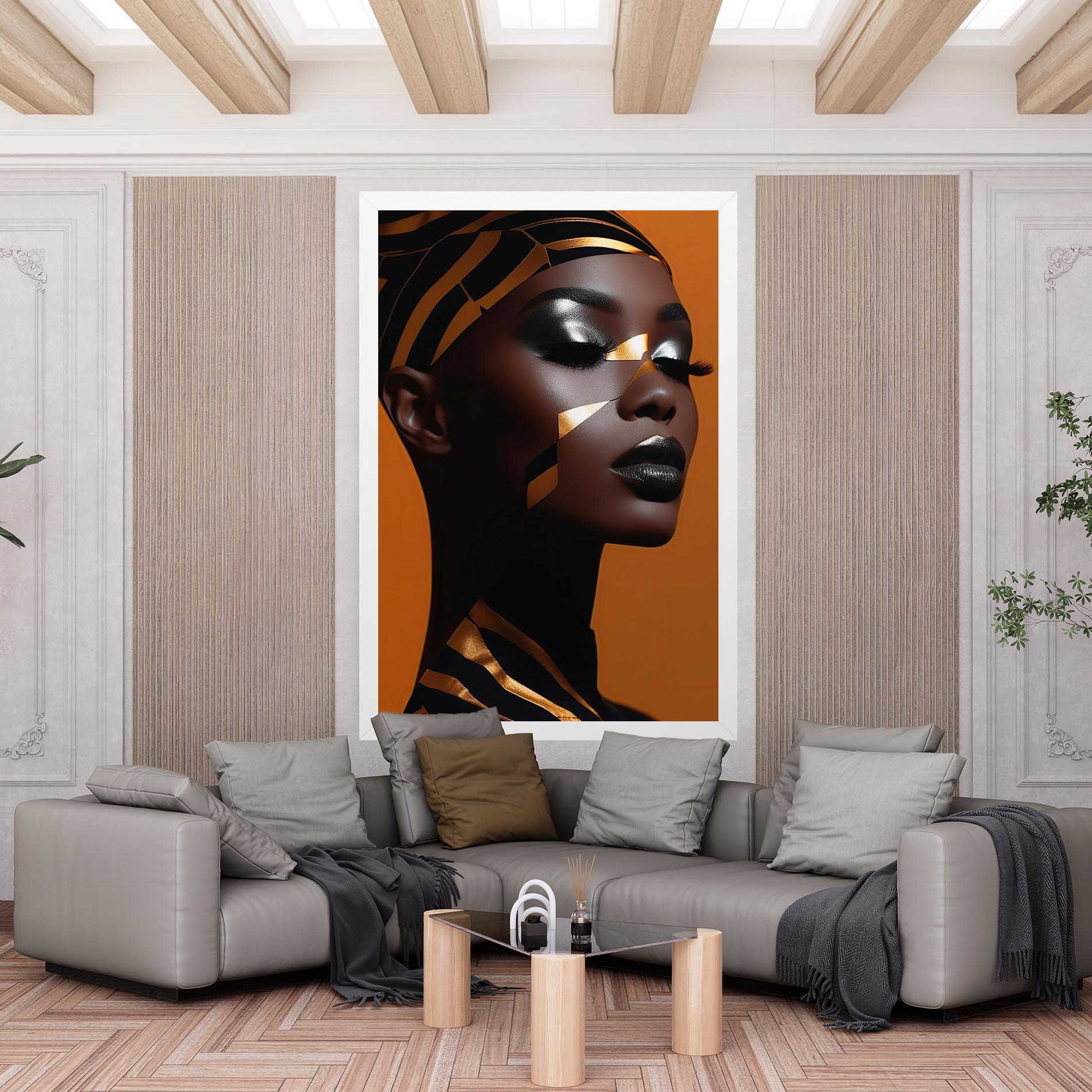 Tablou Canvas African Woman On Orange mockup 6