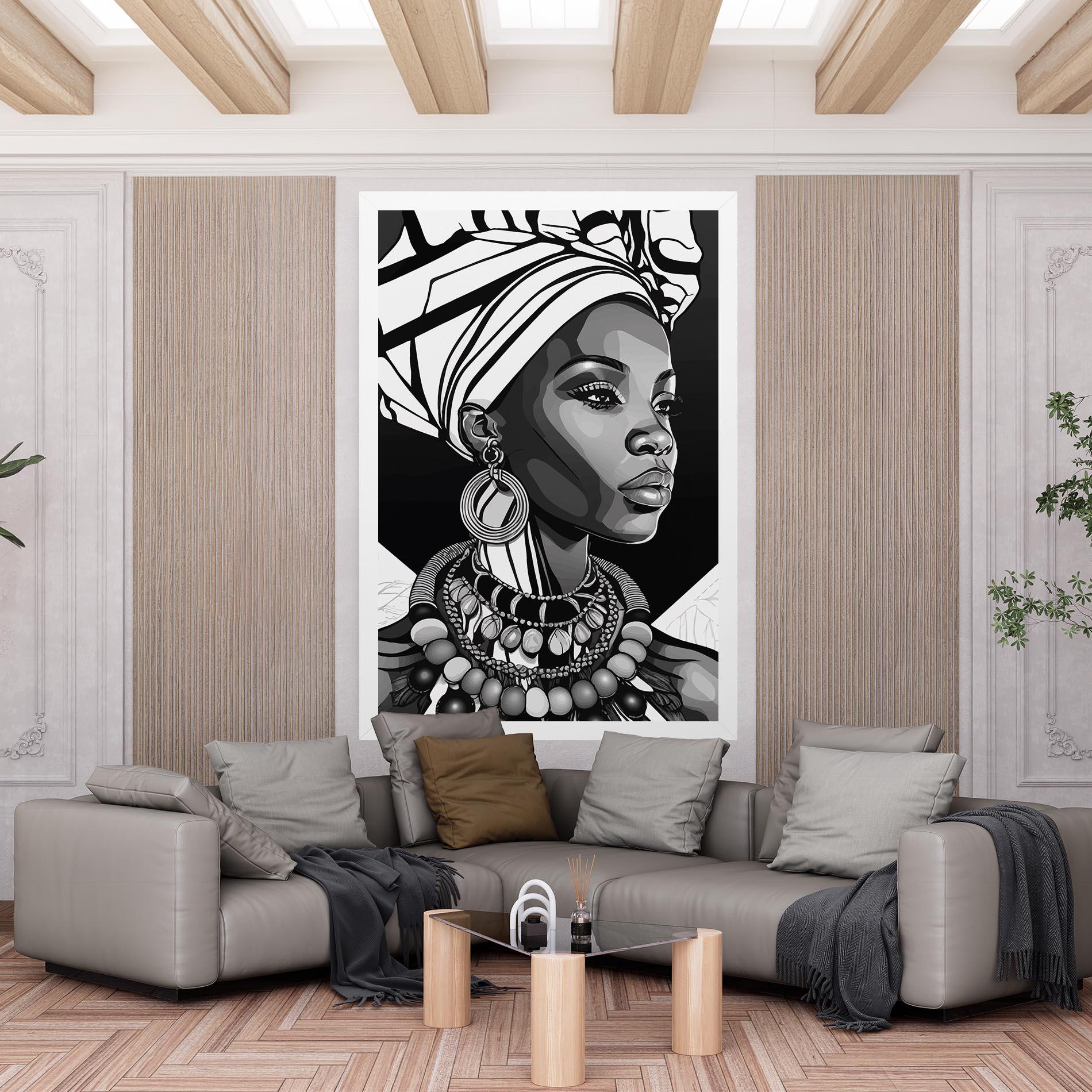 Tablou Canvas Black White African mockup 6