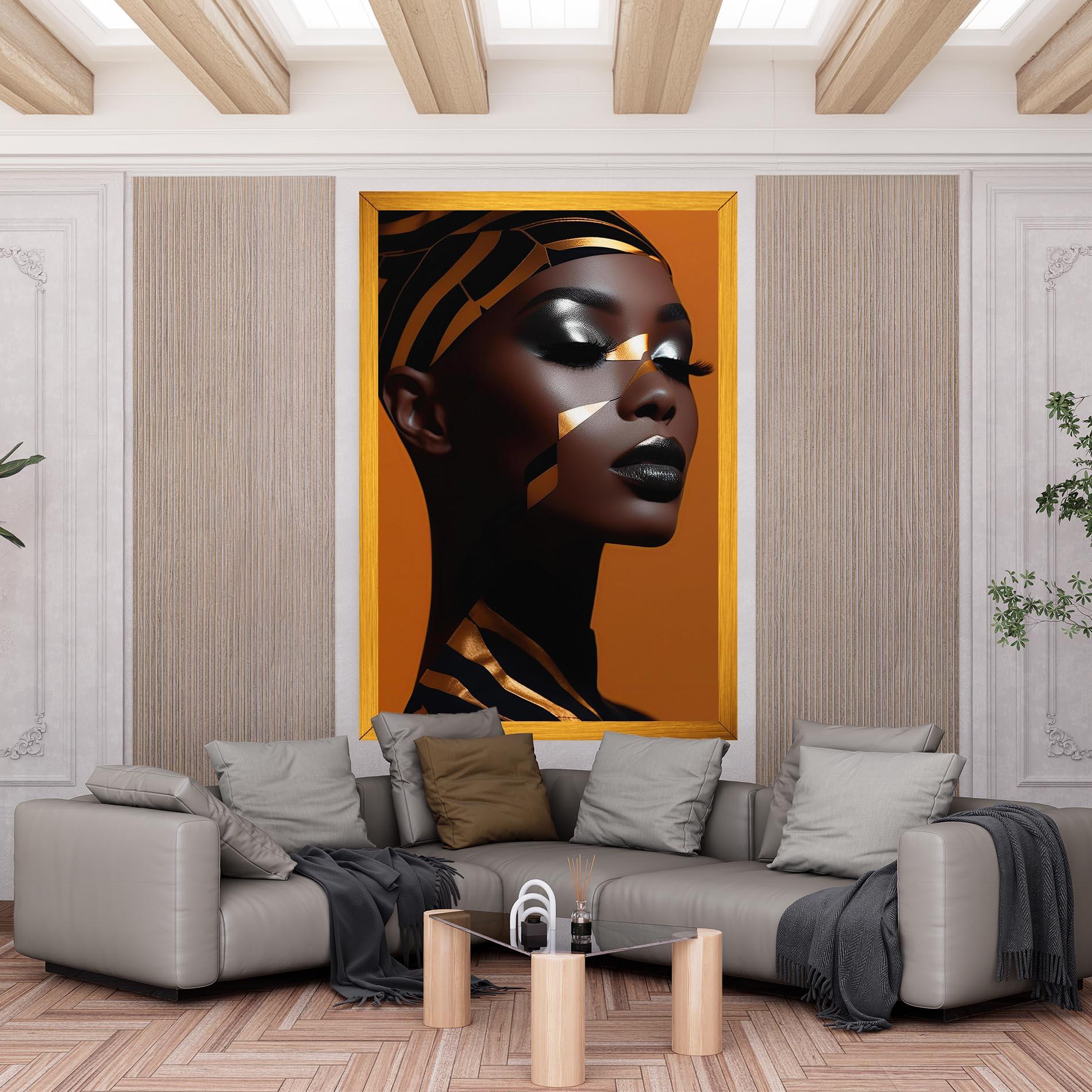 Tablou Canvas African Woman On Orange mockup 6