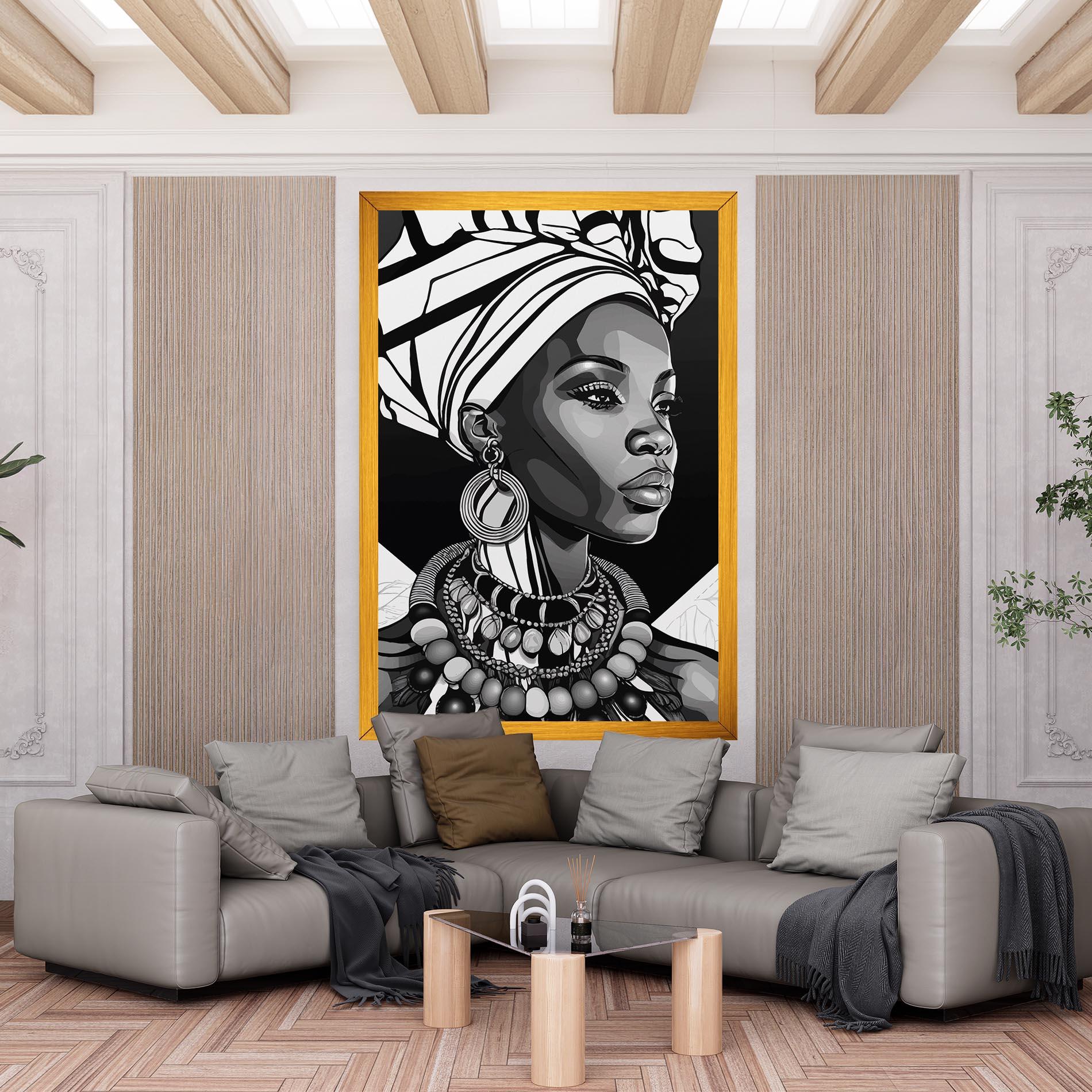 Tablou Canvas Black White African mockup 6