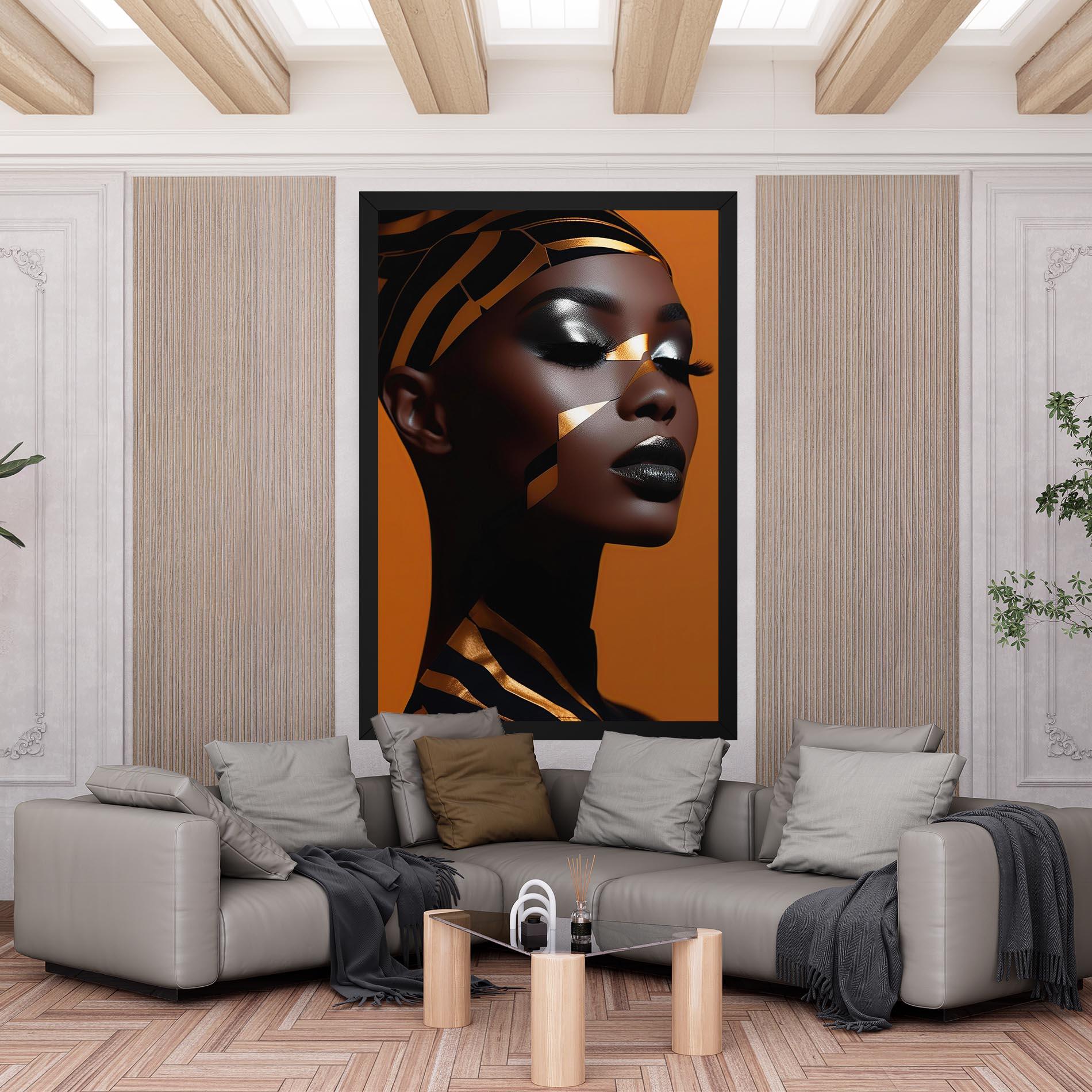 Tablou Canvas African Woman On Orange mockup 6